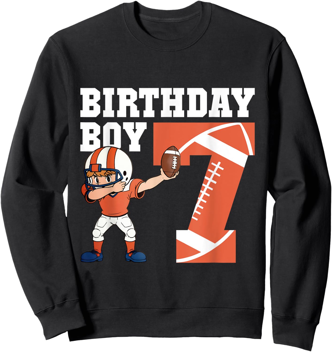 7th Birthday Boy Football Player Dabbing 7 Years Old Kids Sweatshirt - Sweatshirt | Black