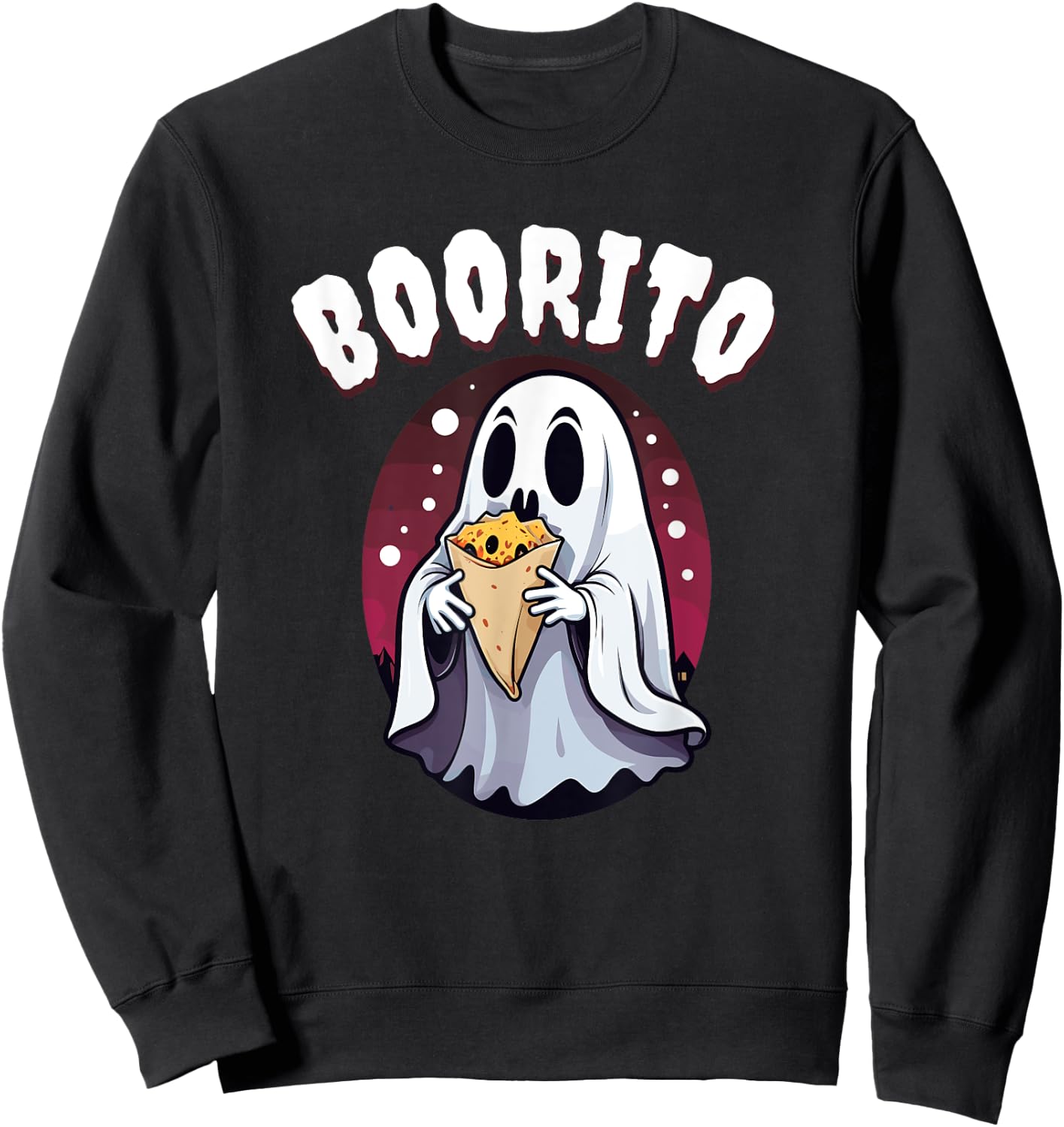 Boo-Rito Funny Mexican Taco Burrito Ghost Halloween Costume Sweatshirt - Sweatshirt | Black
