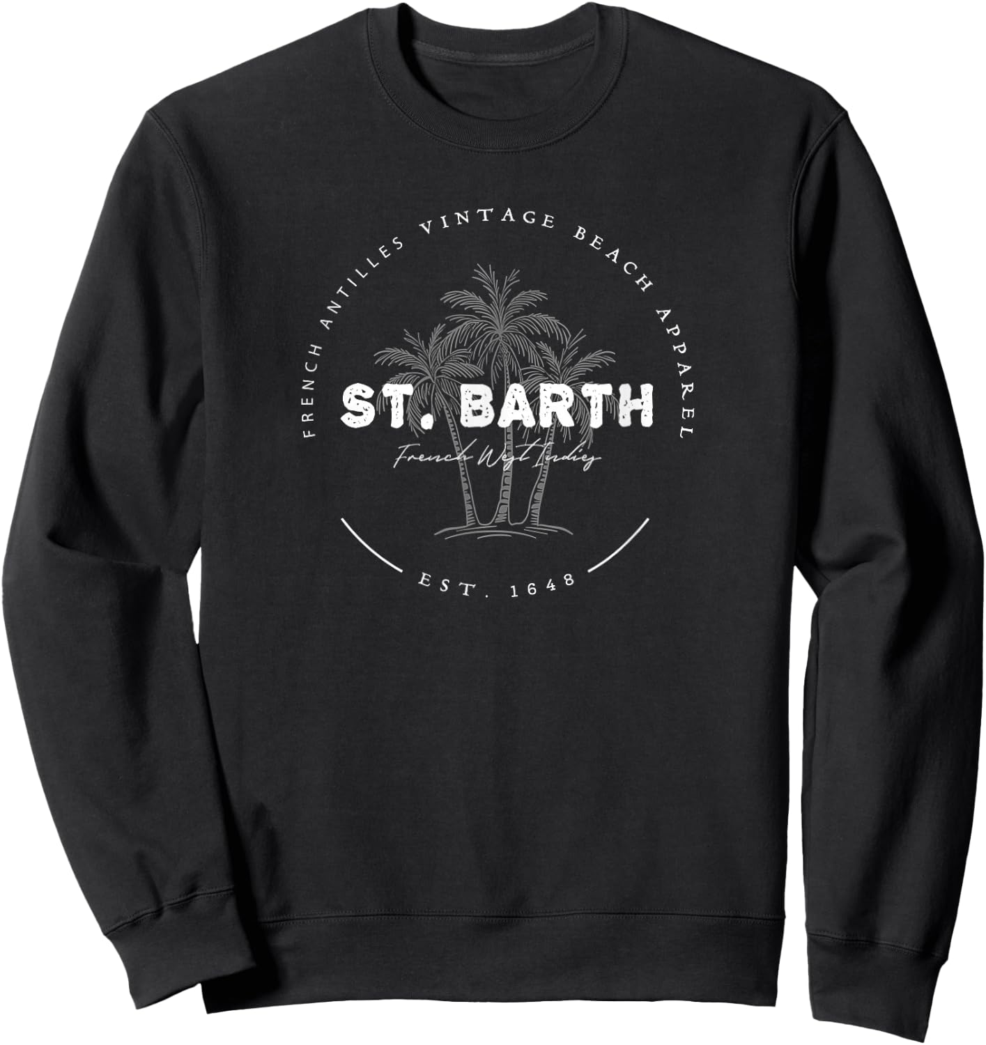 St Barts Caribbean Vintage St. Barths Ocean Palm Trees Sweatshirt - Sweatshirt | Black