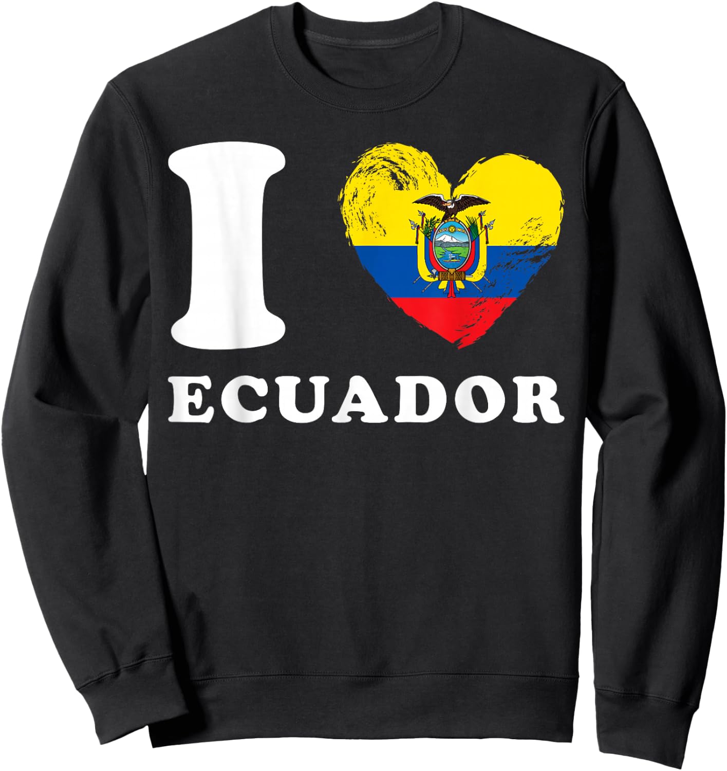 I Love Ecuador - Heart Flag Ecuador Sweatshirt - Sweatshirt | Black