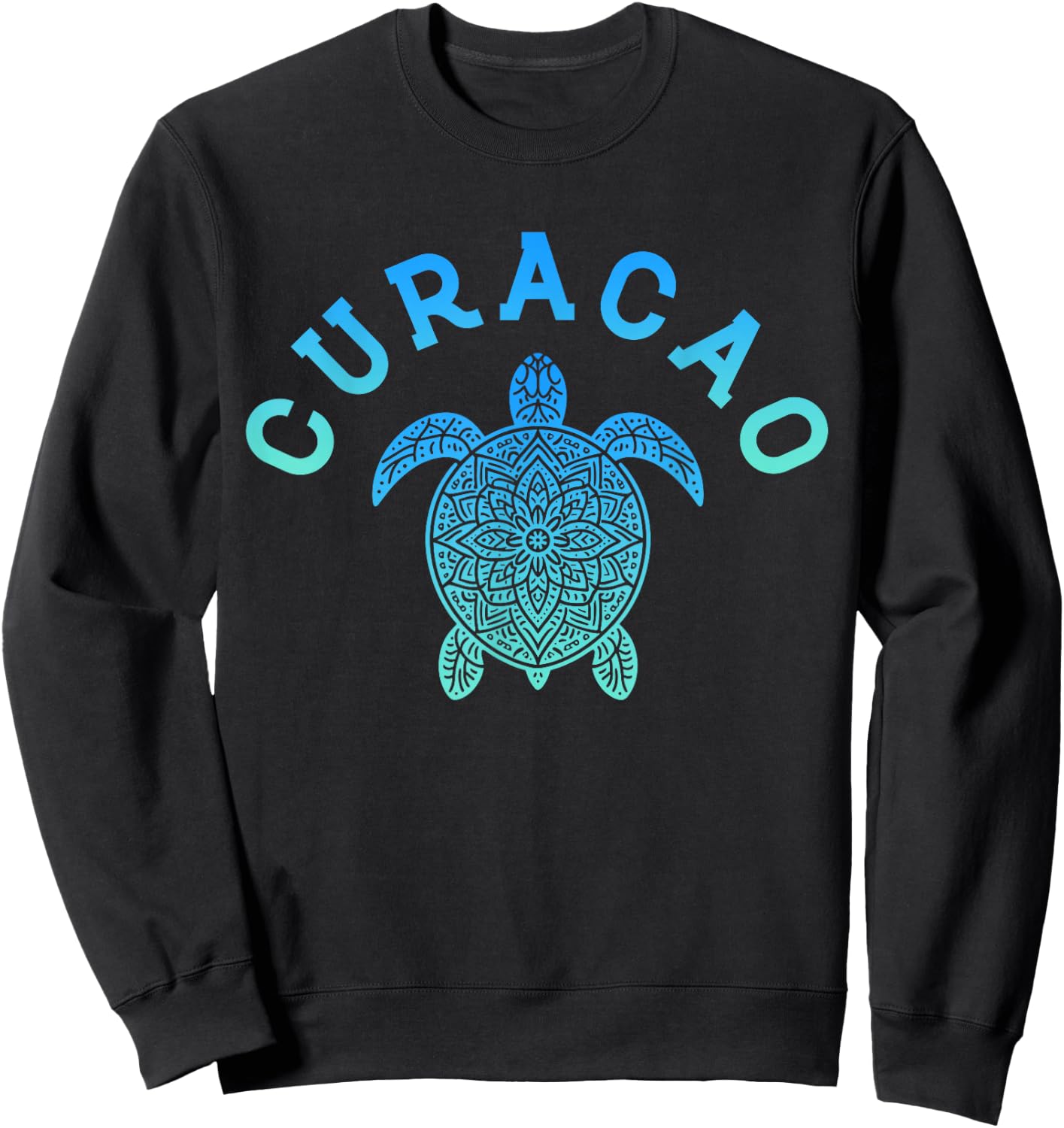 Curacao Tribal Sea Turtle Beach Vacation Sweatshirt - Sweatshirt | Black