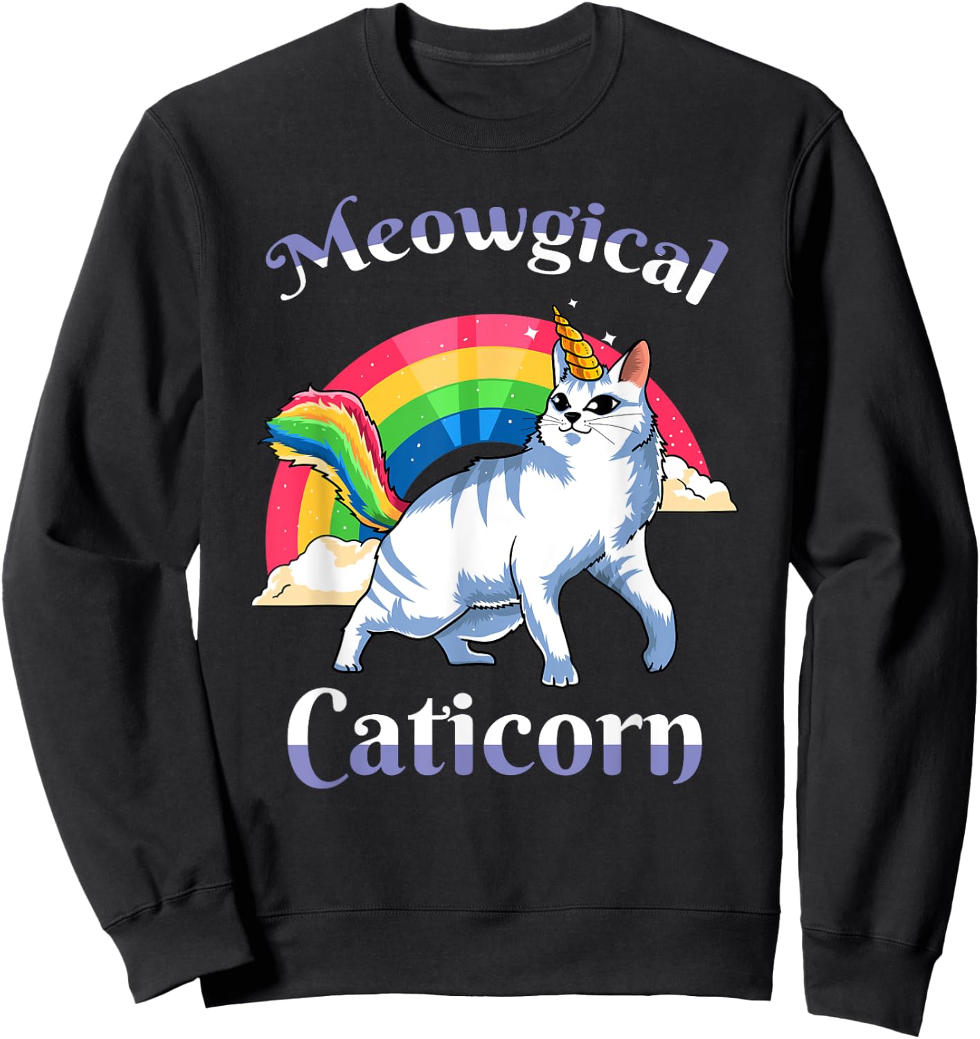 Meowgical Caticorn Unicorn Cat Girls Kitty Kitten Lover Gift Sweatshirt - Sweatshirt | Black