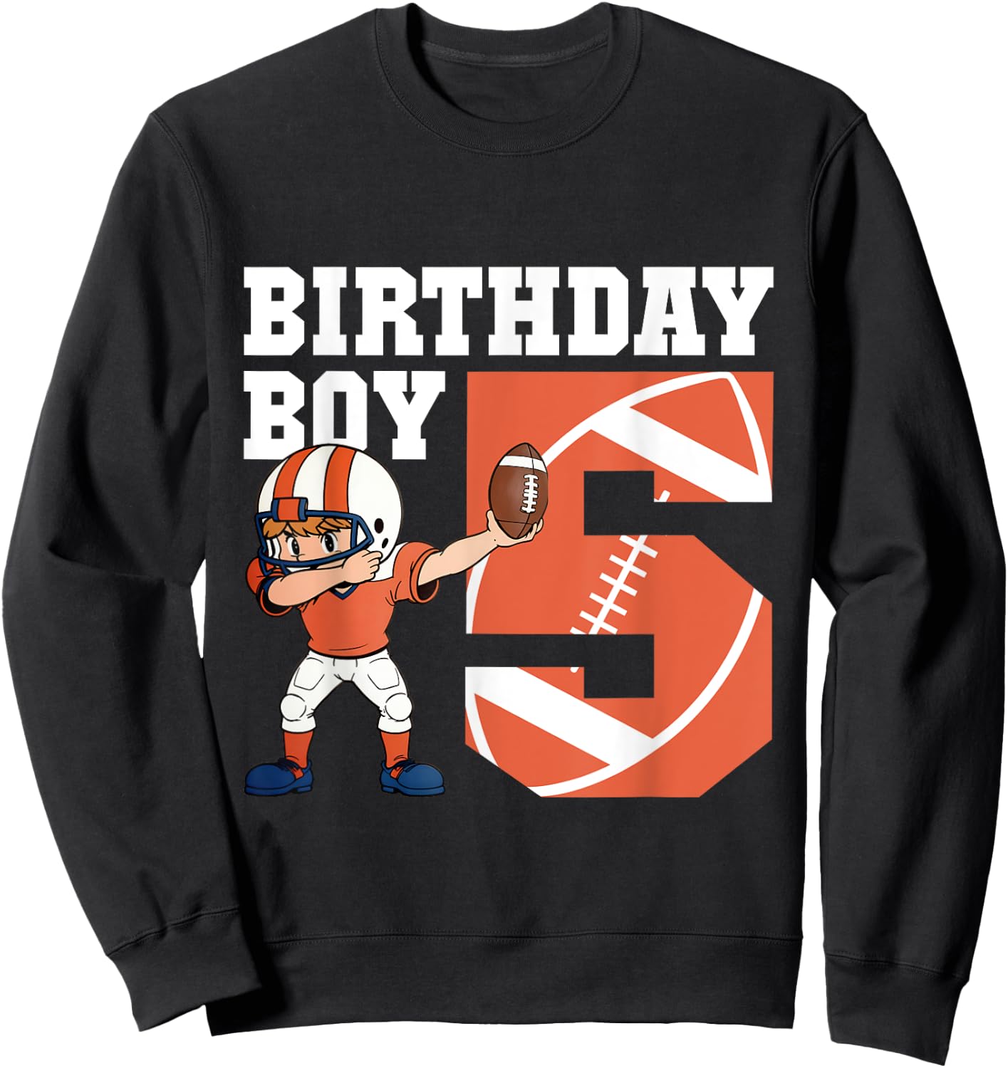 5th Birthday Boy Football Player Dabbing 5 Years Old Kids Sweatshirt - Sweatshirt | Black