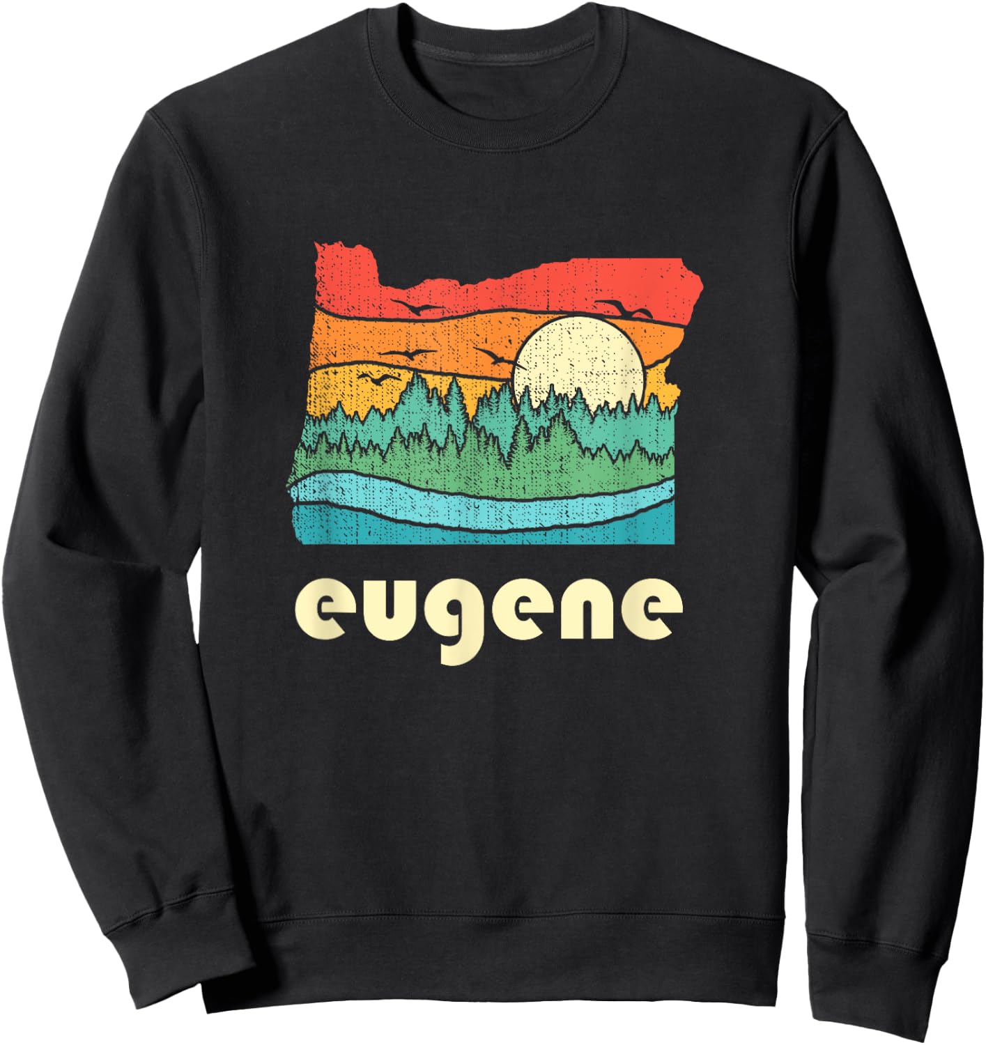 Retro Vintage Eugene Oregon Throwback Gift Sweatshirt - Sweatshirt | Black
