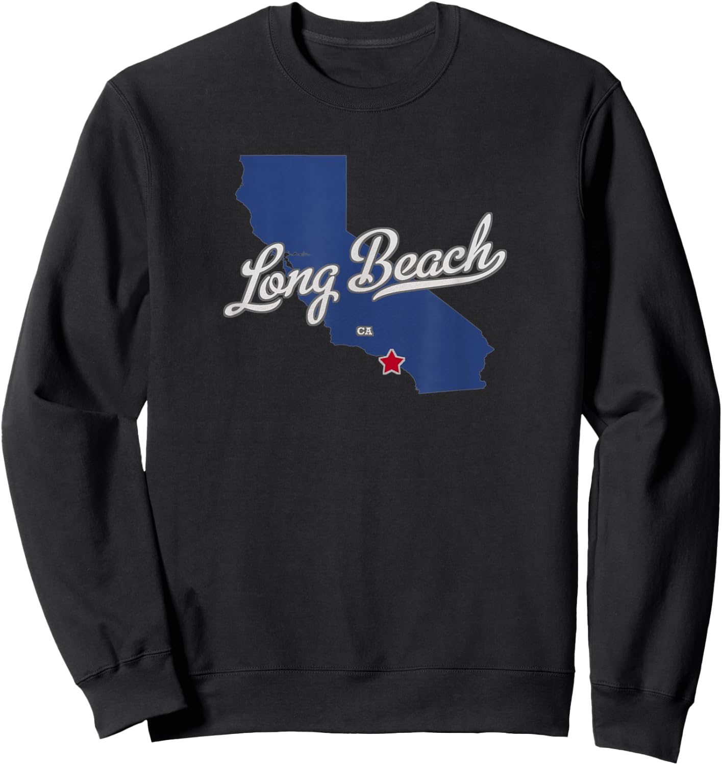 Long Beach California CA Map Sweatshirt - Sweatshirt | Black