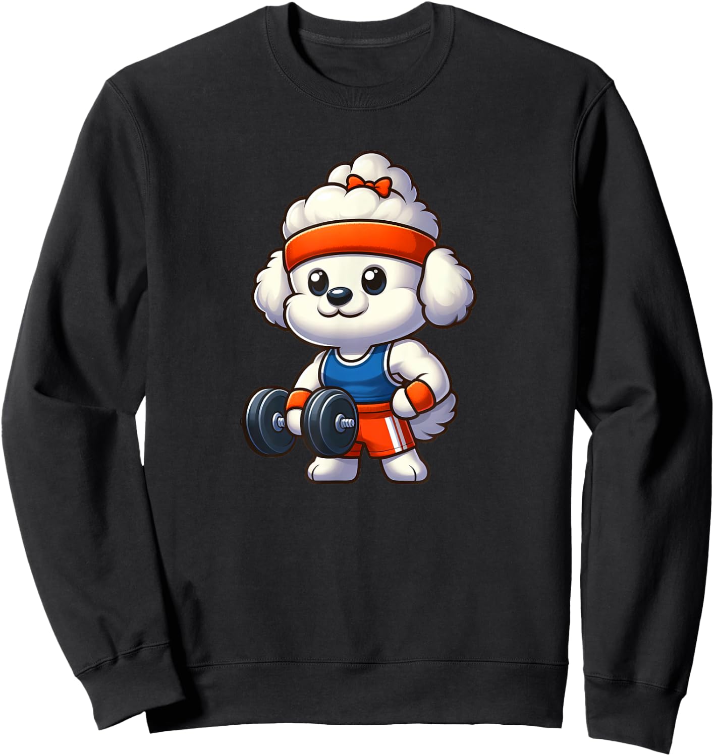Bichon Frise Workout Dog Funny Weightlifting Sweatshirt - Sweatshirt | Black