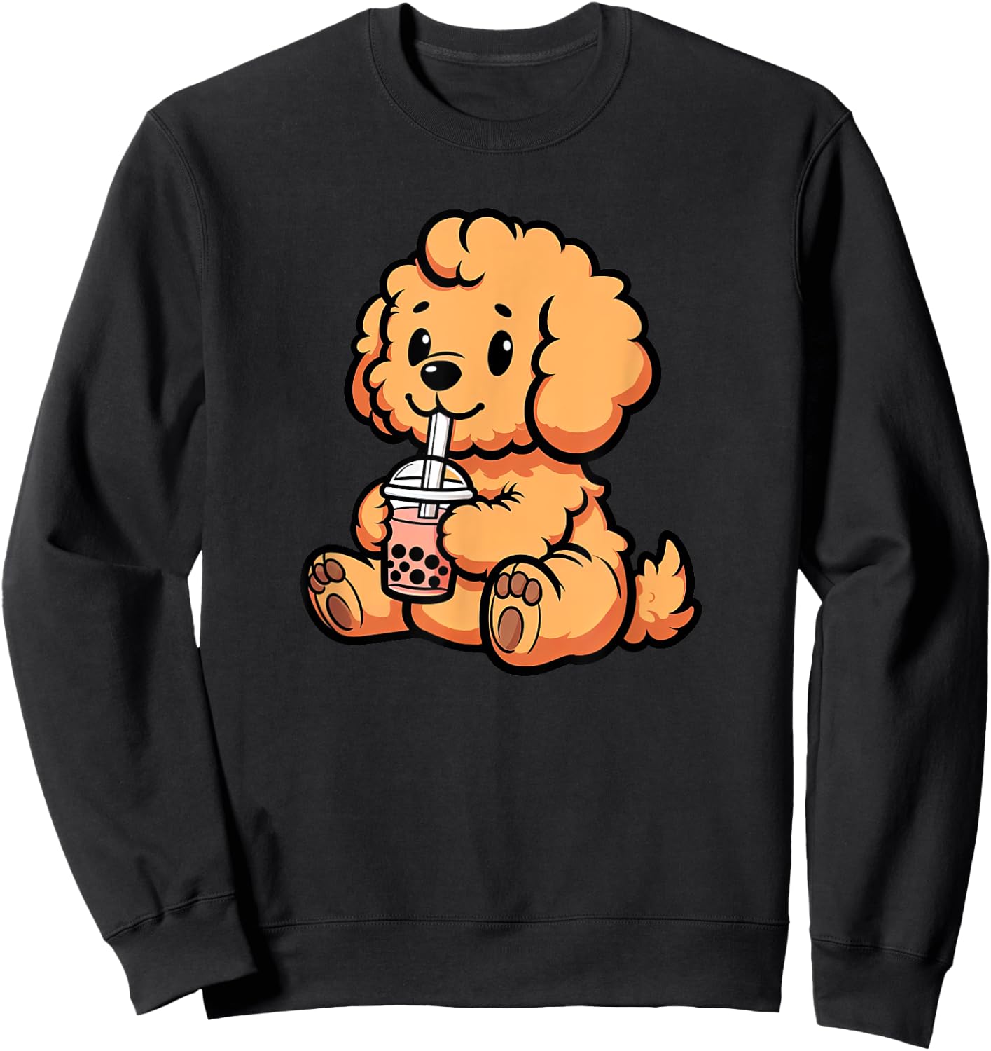 Goldendoodle Bubble Tea Dog Funny Boba Sweatshirt - Sweatshirt | Black