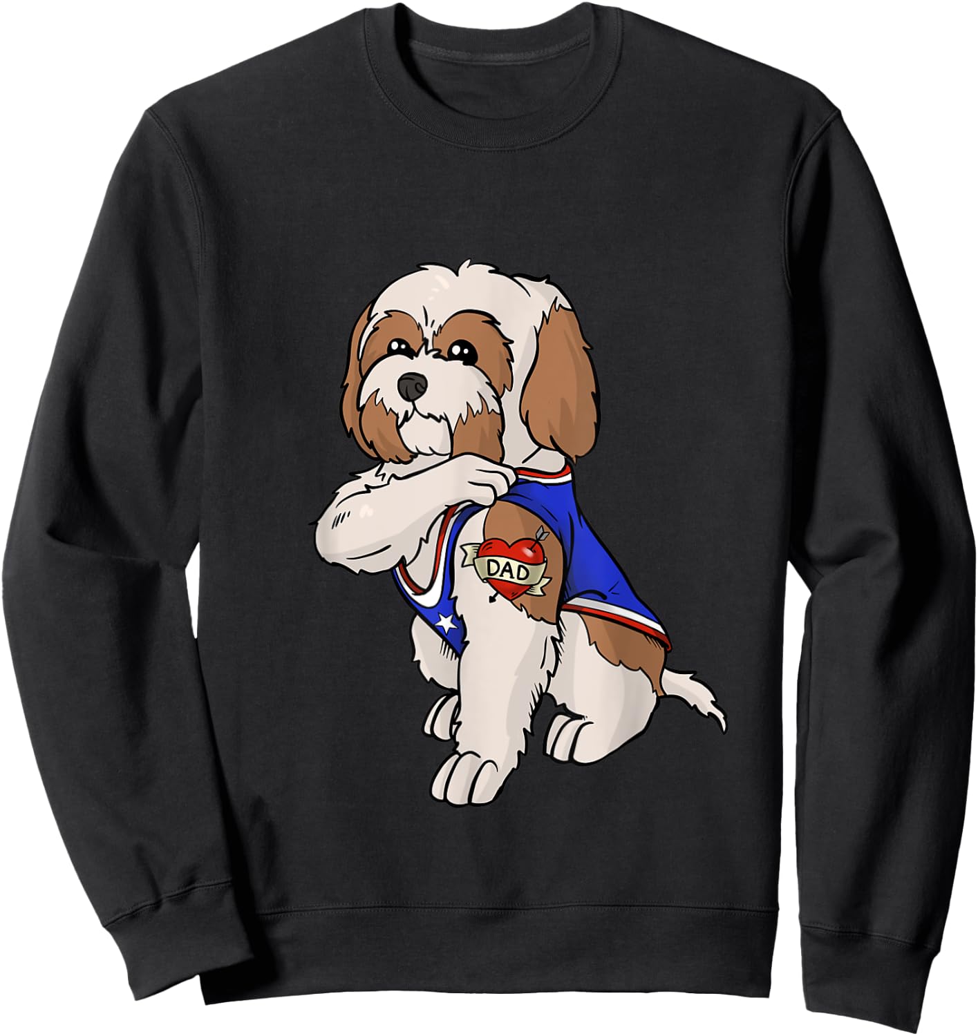 Shih Tzu Dog Love Dad Puppy Owner Men Women Kids Sweatshirt - Sweatshirt | Black