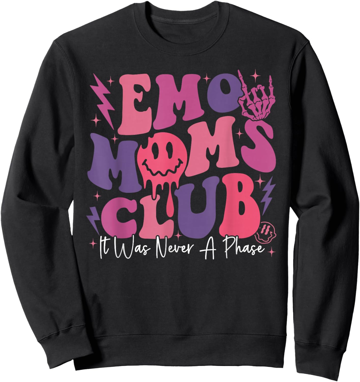 It Was Never A Phase Emo Moms Club Mother's Day Skeleton Sweatshirt - Sweatshirt | Black