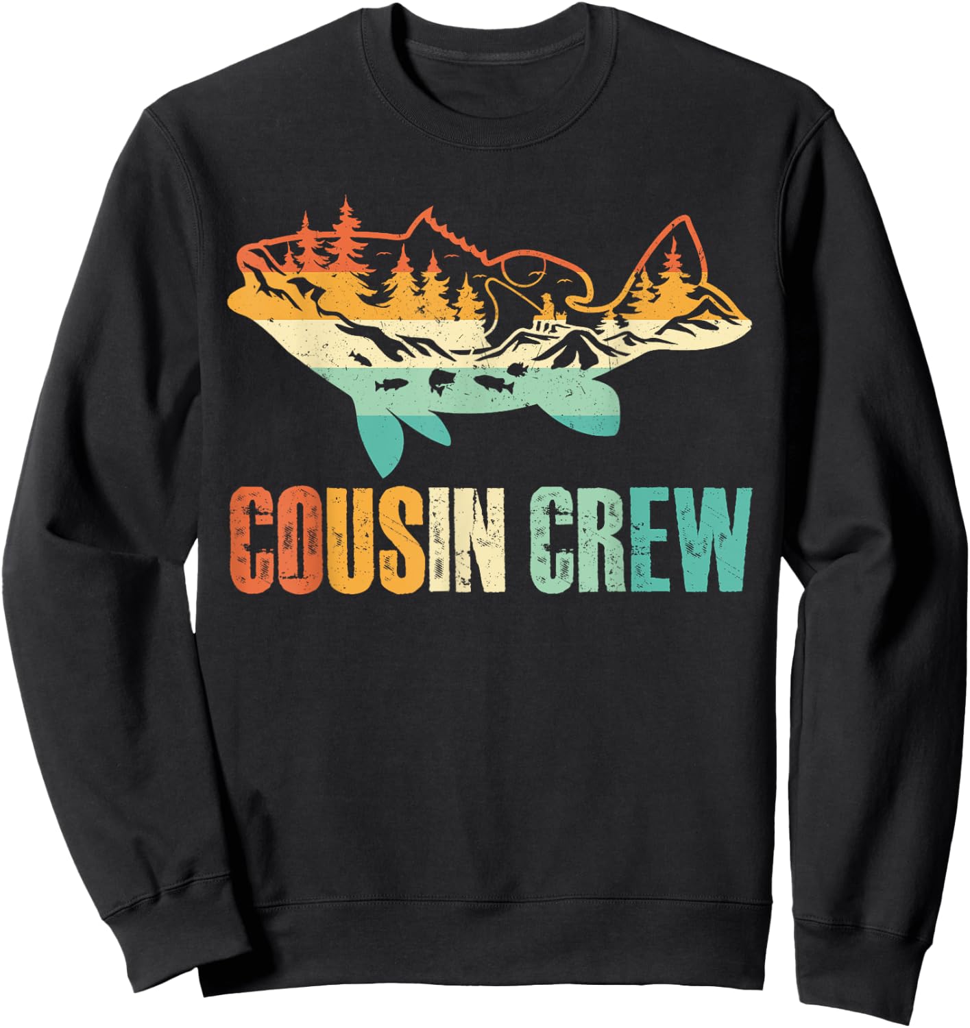 Cousin Crew Shirts For Kids Family Fisherman Fishing Lovers Sweatshirt - Sweatshirt | Black