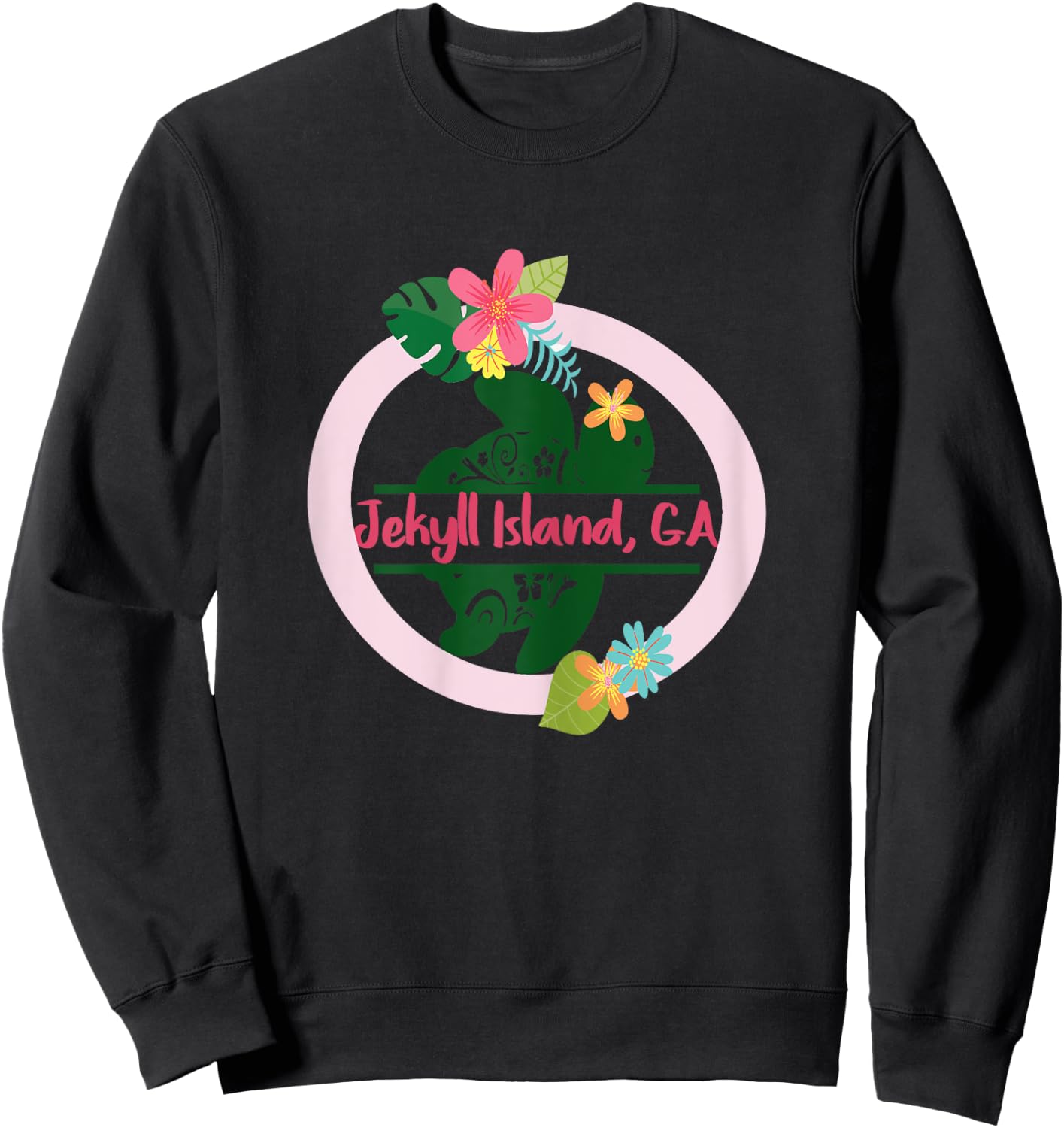 Girls Sea Turtle Jekyll Island Georgia Shirts Beach Vacation Sweatshirt - Sweatshirt | Black