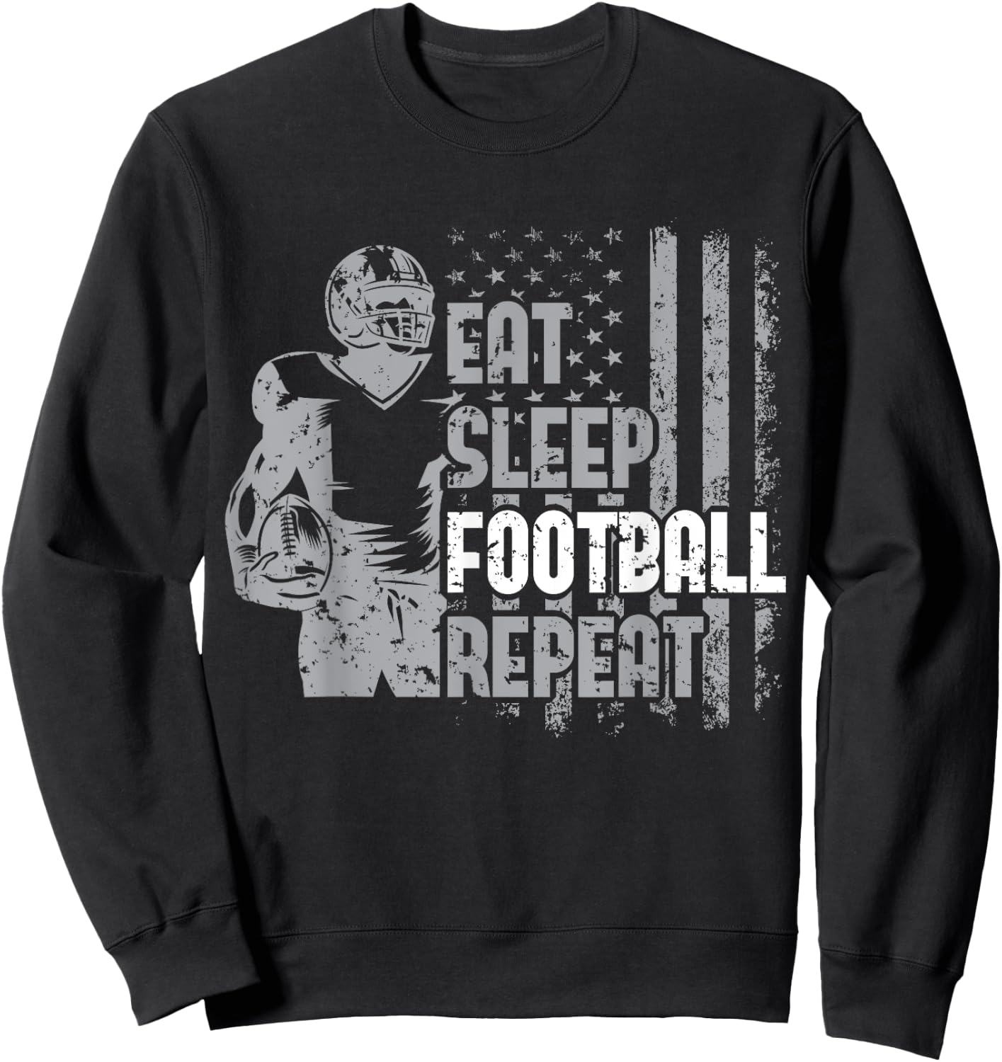 Eat Sleep Football Repeat Youth Shirt Kids Boys Girls Adult Sweatshirt - Sweatshirt | Black