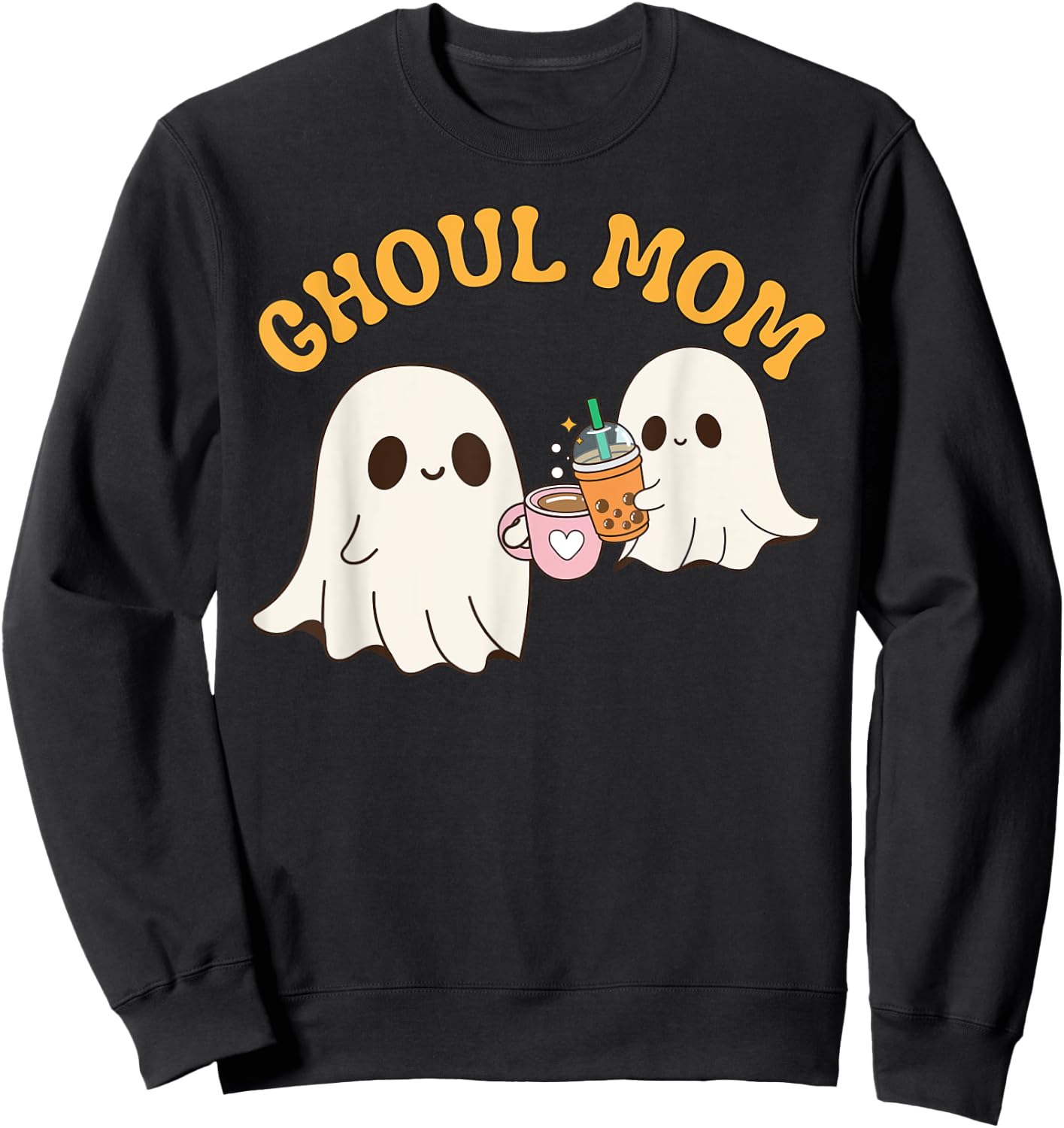 Ghoul Mom Cute Halloween Mother Ghost Mommy Trick Treating Sweatshirt - Sweatshirt | Black