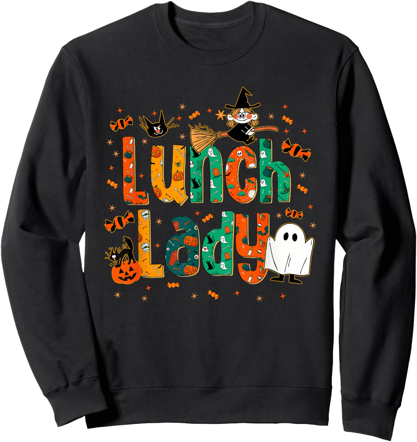 Halloween Lunch Lady Cafeteria Spooky Lunch Lady Halloween Sweatshirt - Sweatshirt | Black
