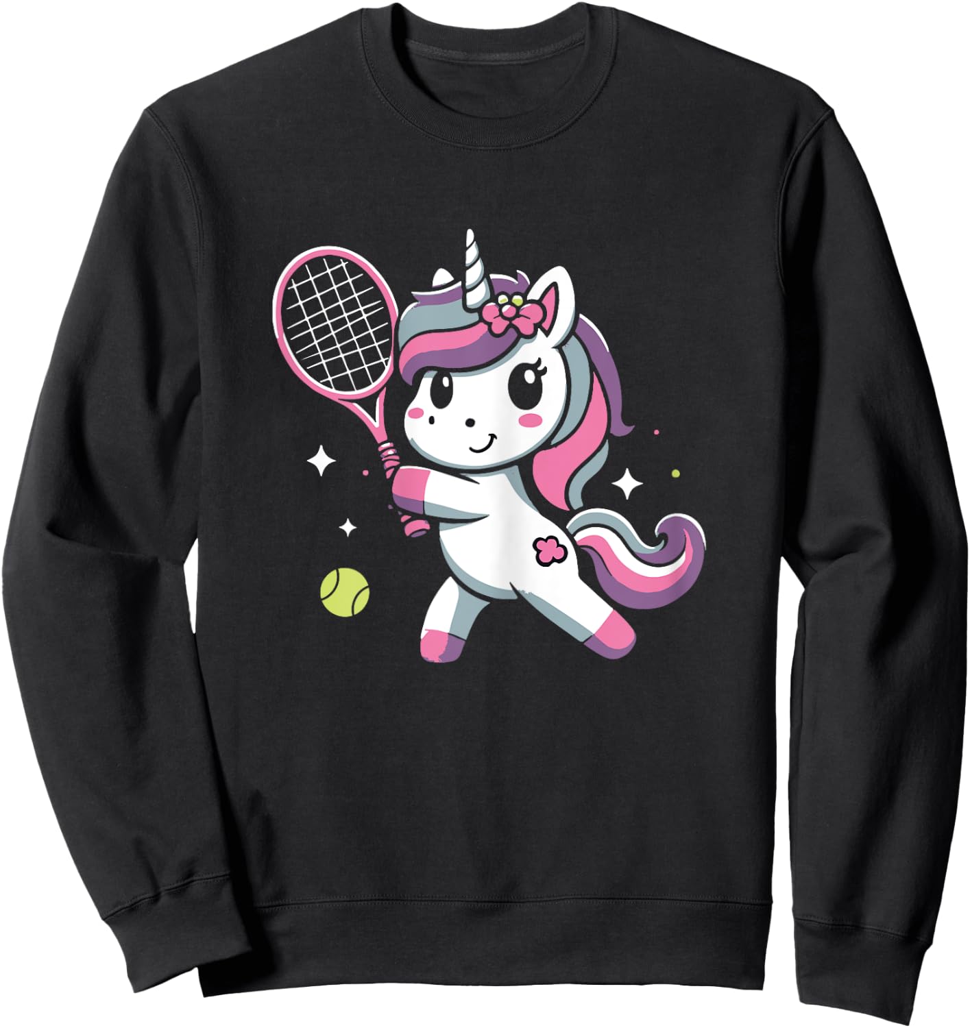 Unicorn Playing Tennis Funny Unicorn Lover Sweatshirt - Sweatshirt | Black