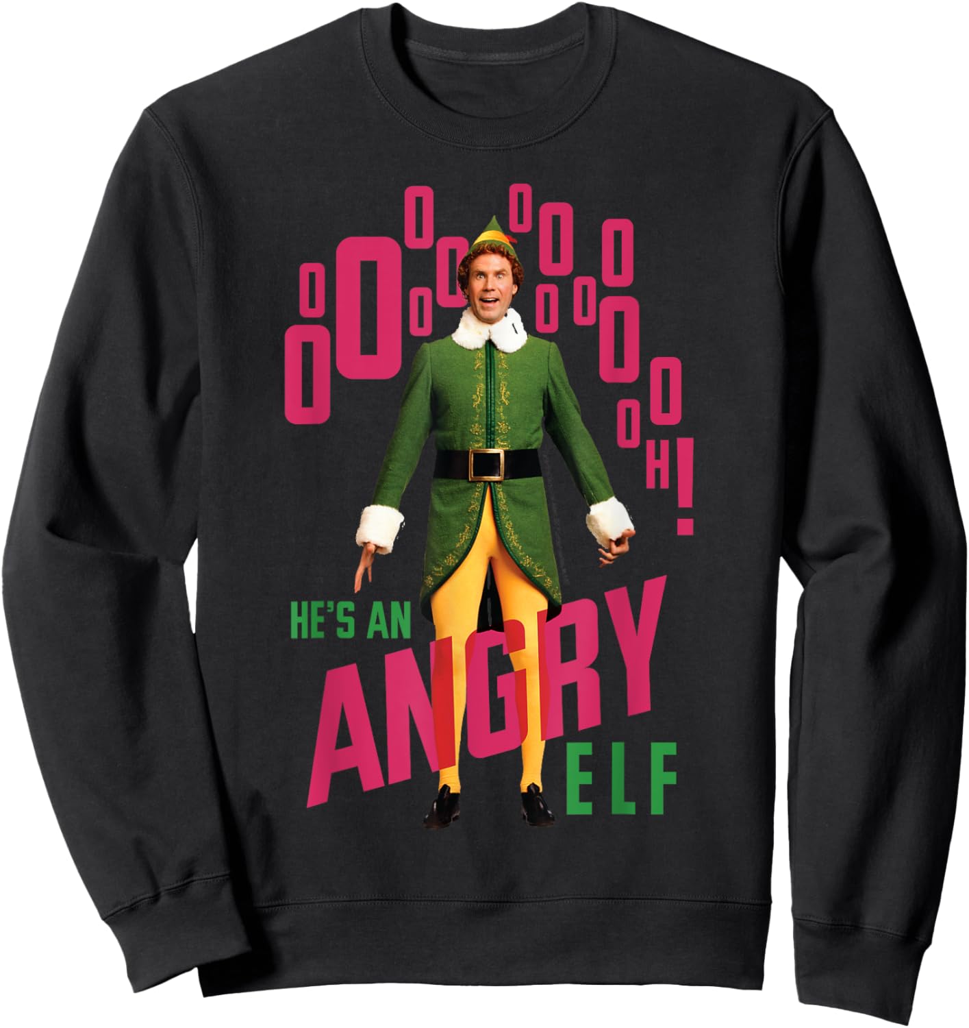 Elf Buddy He's An Angry Elf Quote Christmas Sweatshirt - Sweatshirt | Black