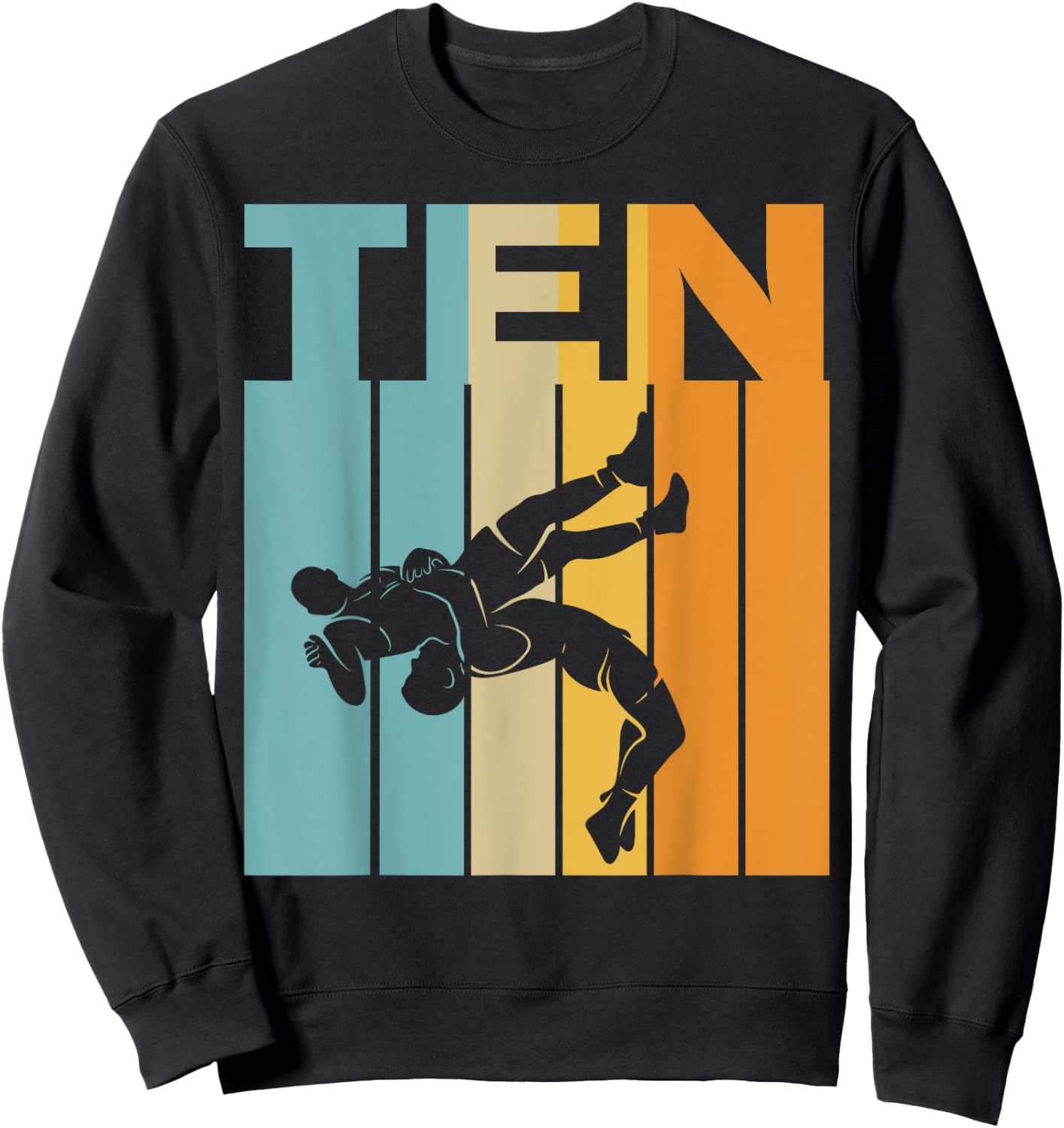 Cool Ten Wrestling 10th Bday 10 Years Old Sweatshirt - Sweatshirt | Black