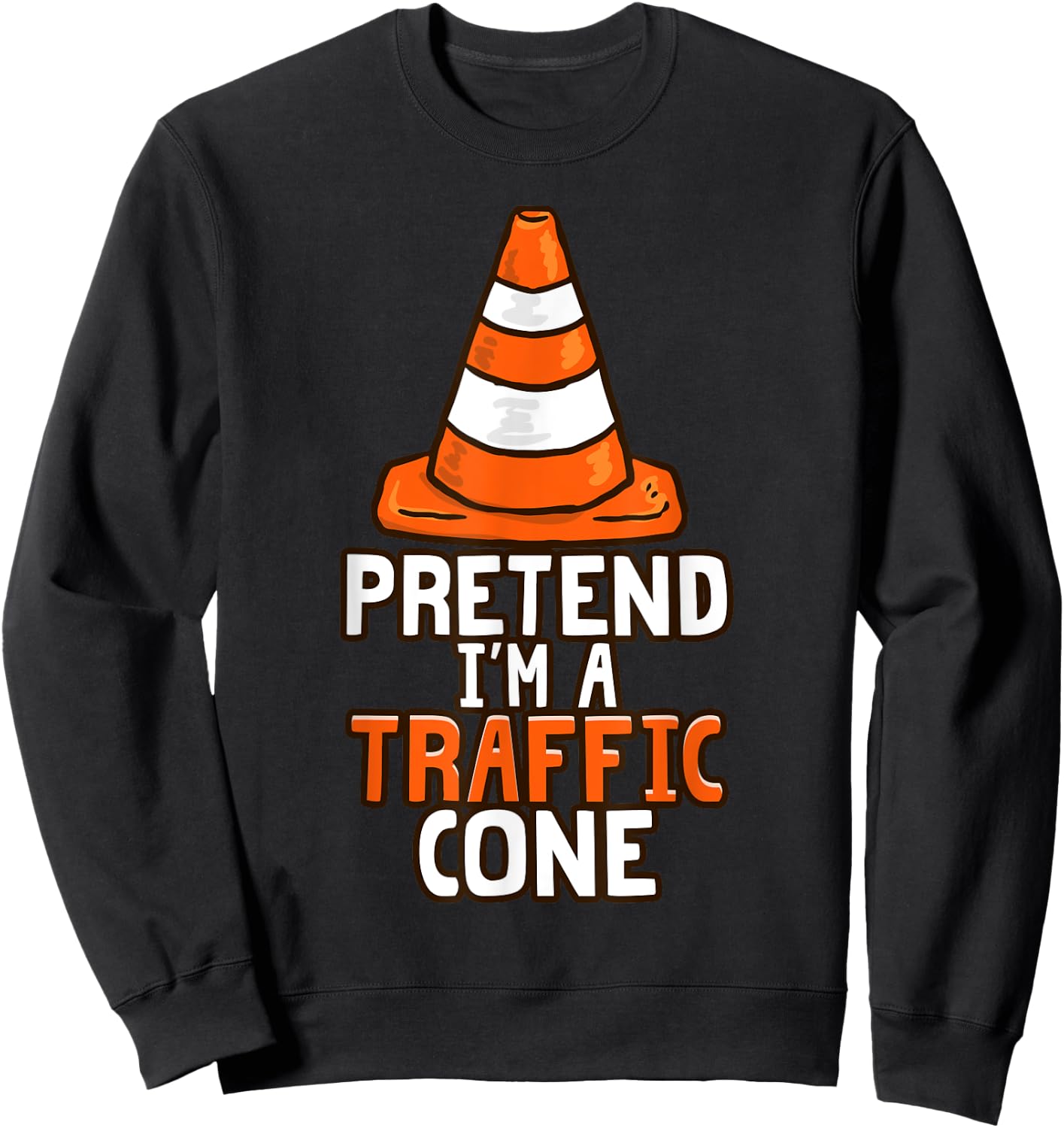 Retro I'm a Traffic Cone Lazy Halloween Costume Kids Adults Sweatshirt - Sweatshirt | Black