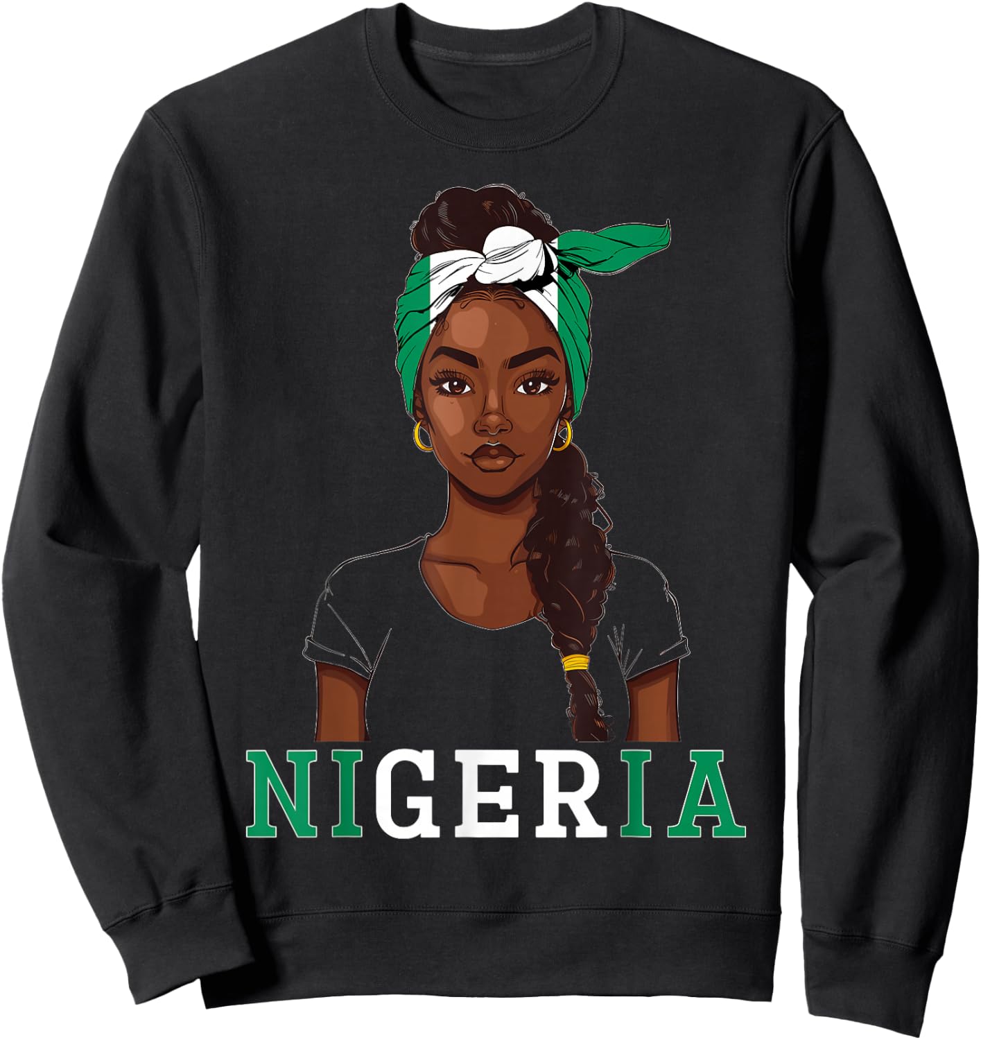 Nigeria Flag Products Souvenirs Girl Uniform Nigerian Sweatshirt - Sweatshirt | Black