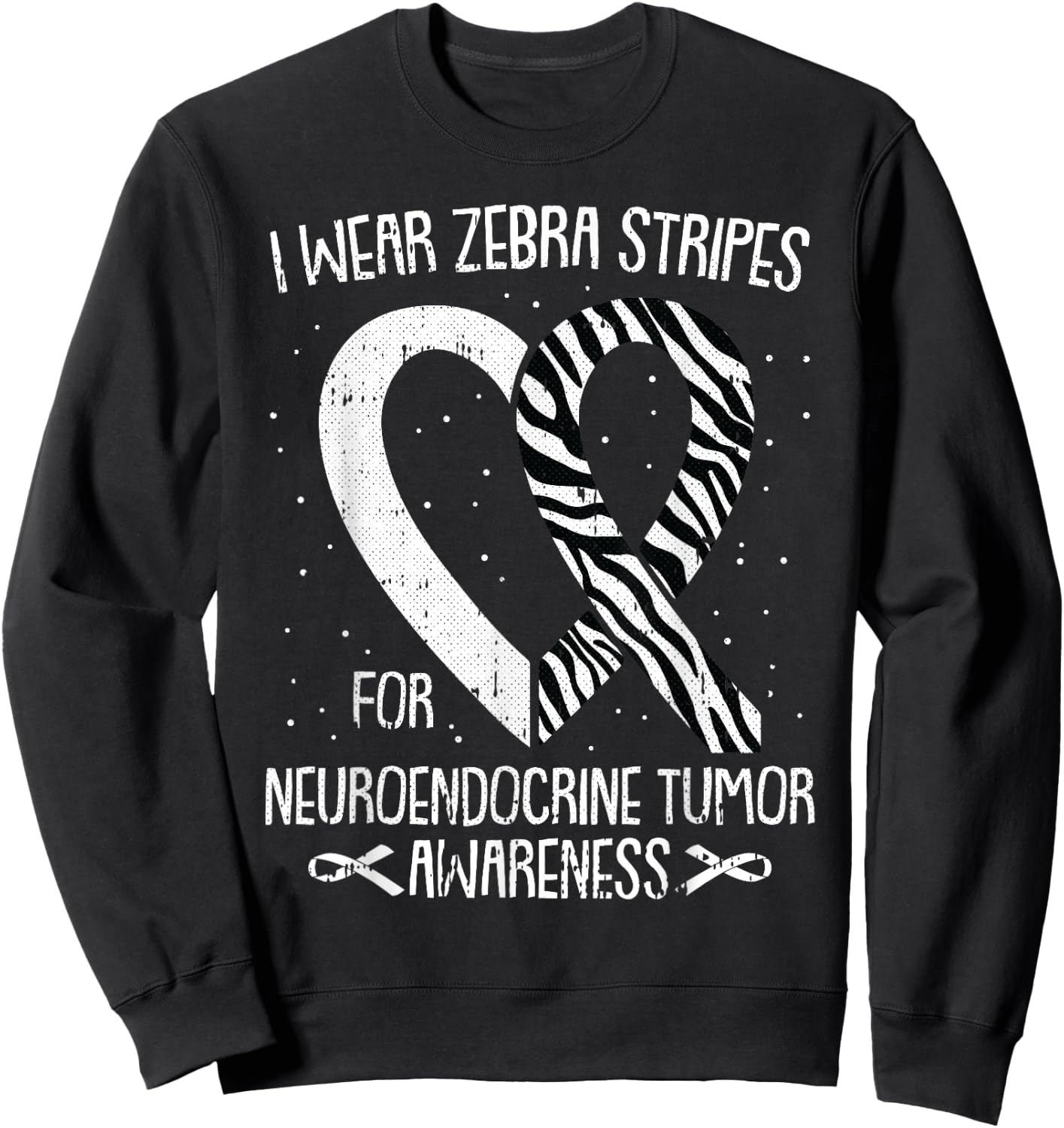 Zebra Ribbon Neuroendocrine Cancer Awareness NET Carcinoid Sweatshirt - Sweatshirt | Black