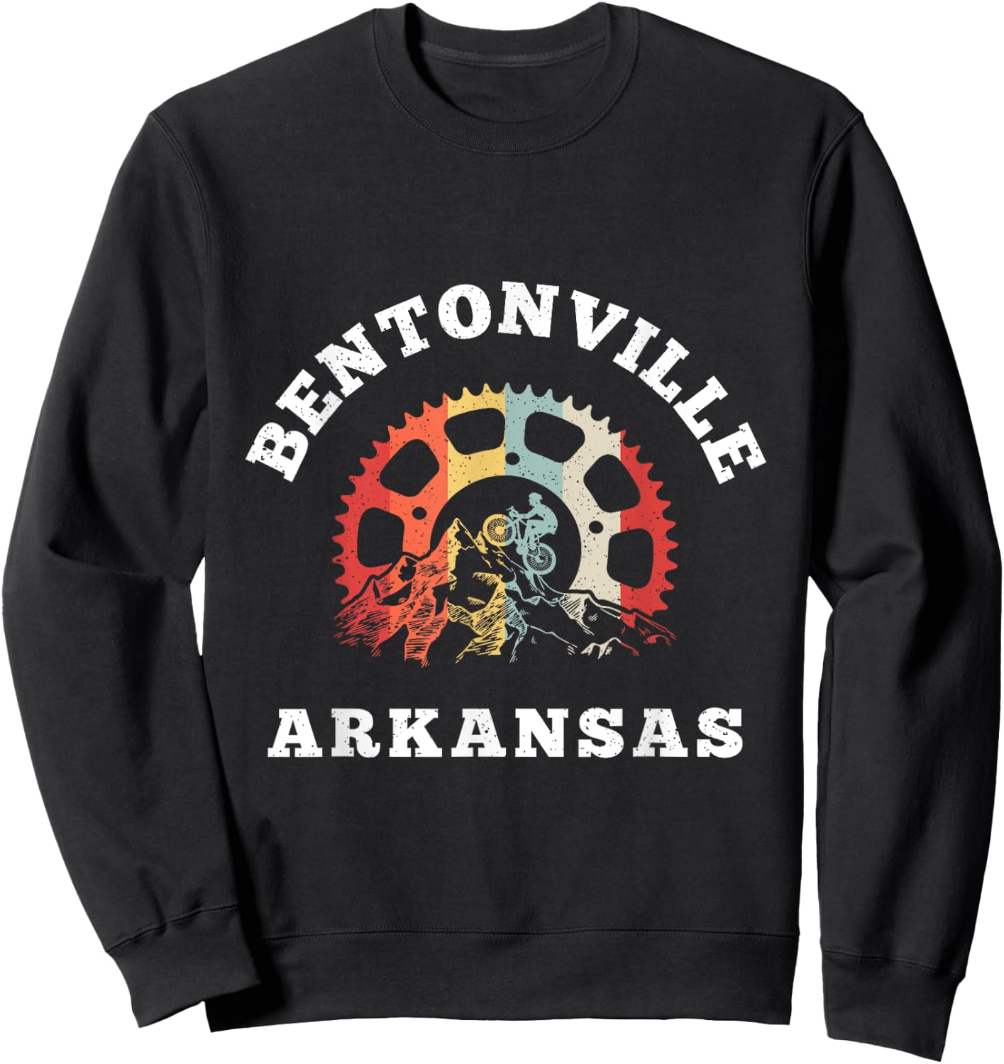 Vintage Bentonville Arkansas Mountain Biking Chain Rings Sweatshirt - Sweatshirt | Black