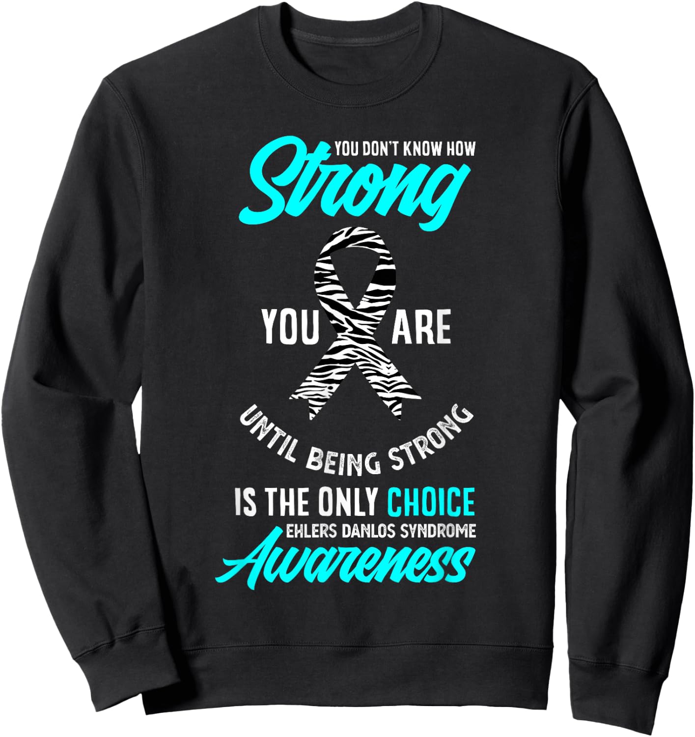 Ehlers Danlos Syndrome Awareness Apparel & Gifts EDS Warrior -Adults Kids Black Short Sleeve Small Sweatshirt - Sweatshirt | Black
