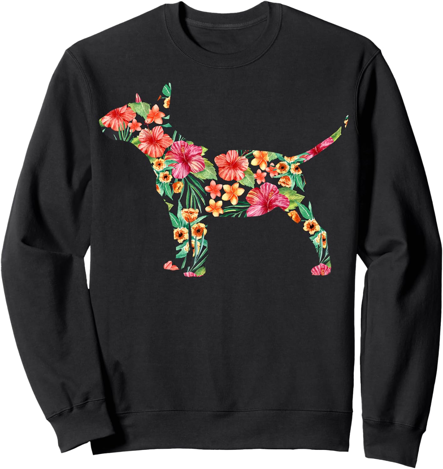 Bull Terrier Flower Funny Dog Silhouette Floral Gifts Women Sweatshirt - Sweatshirt | Black