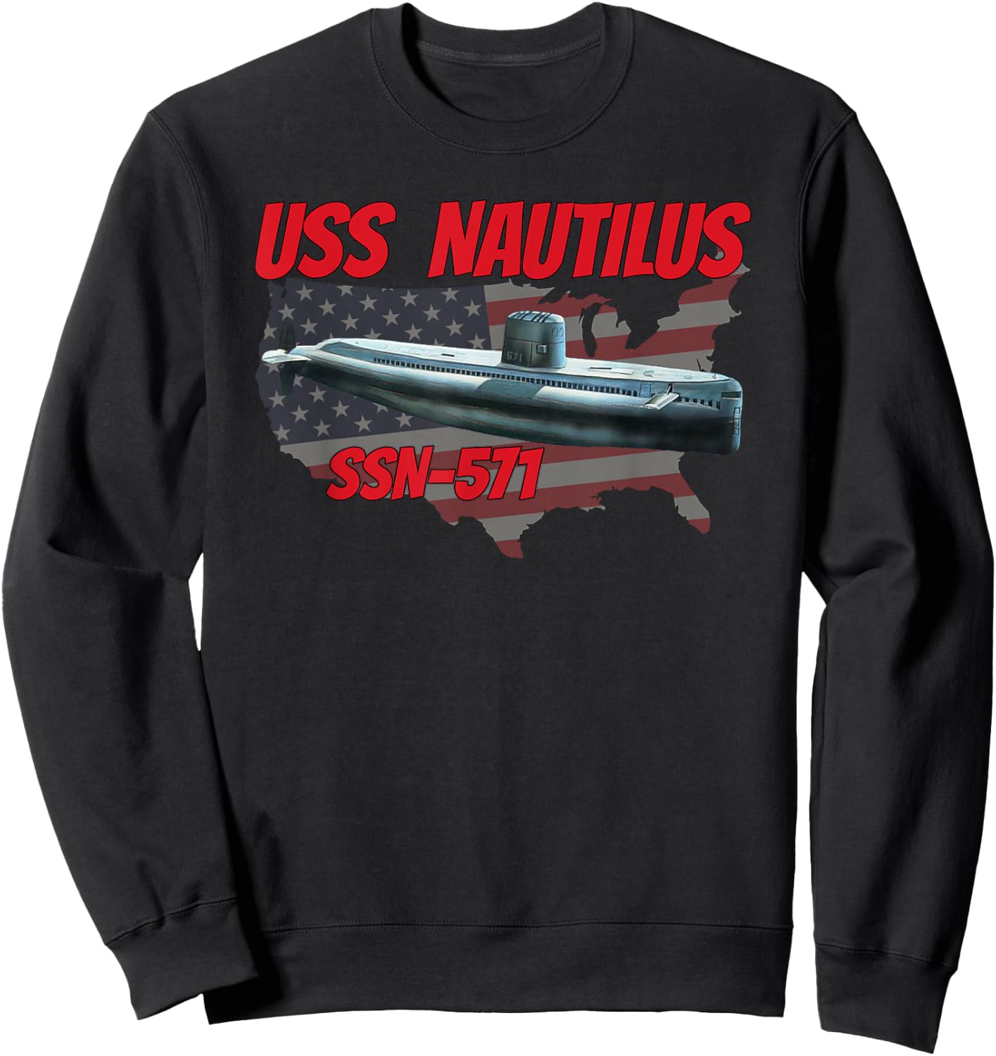 USS Nautilus SSN-571 Submarine Veterans Day Father Grandpa Sweatshirt - Sweatshirt | Black