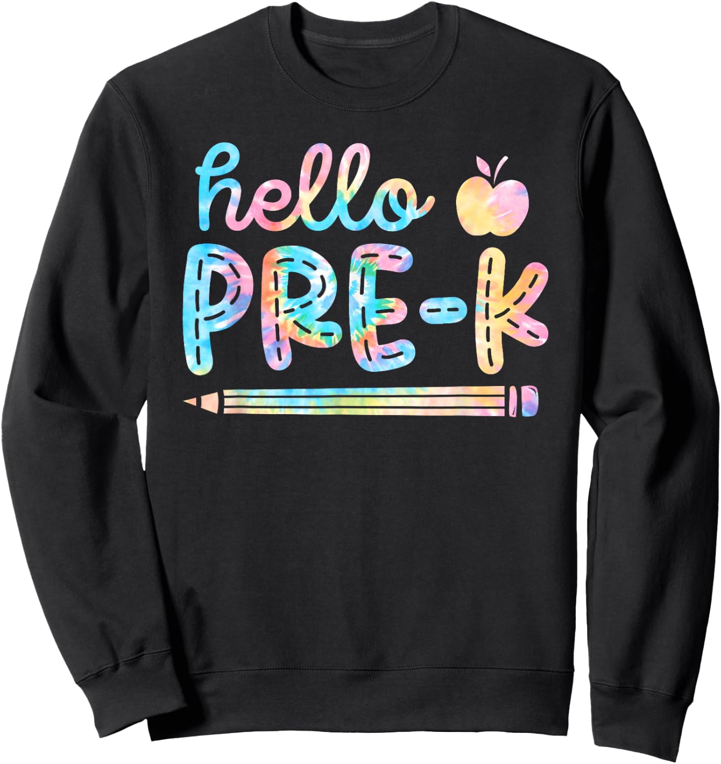 Hello Pre-K Team Tie Dye Back to School Teacher Student PreK Sweatshirt - Sweatshirt | Black