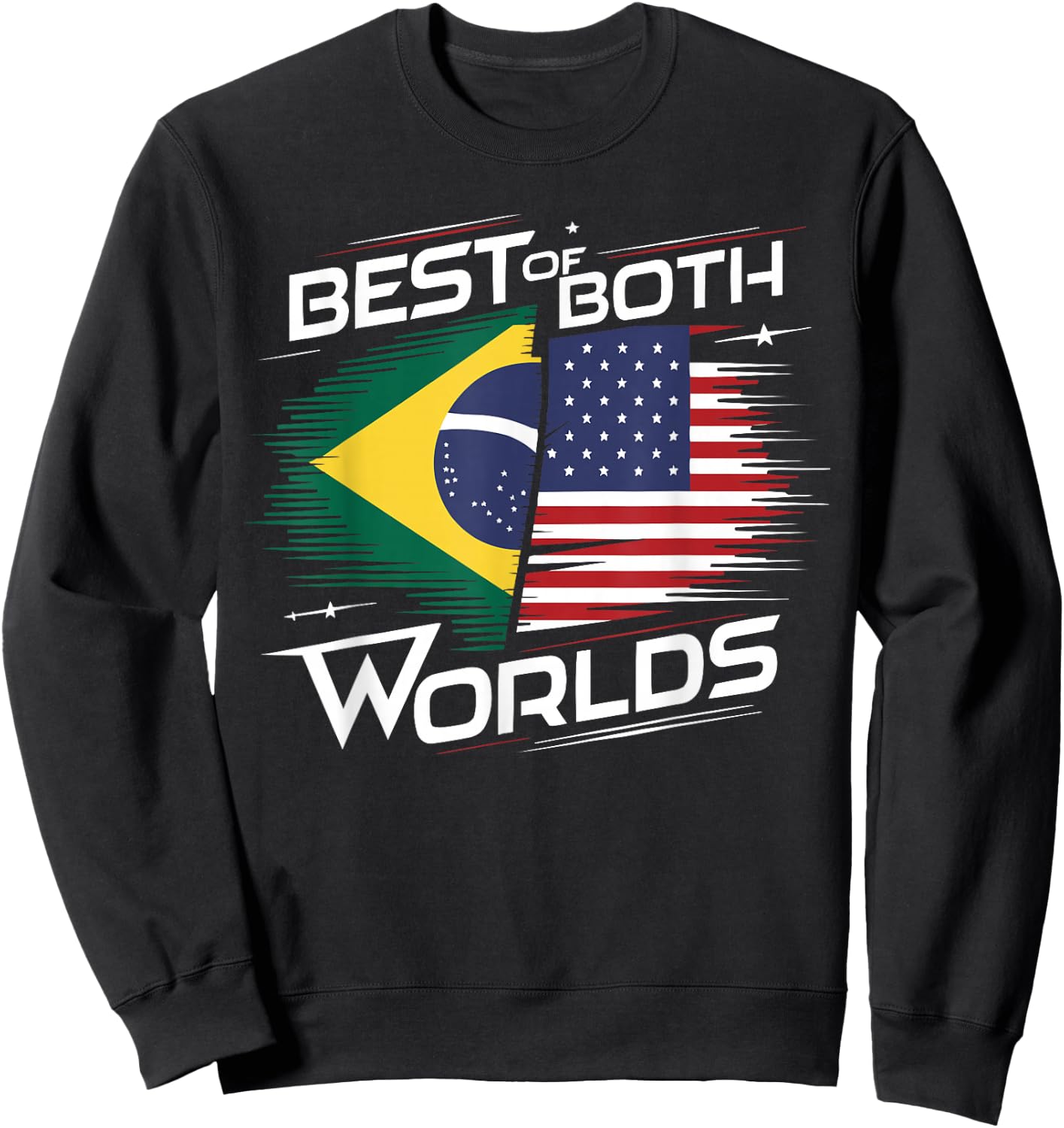 Half Brazilian Half American USA Flag Brazil America Sweatshirt - Sweatshirt | Black