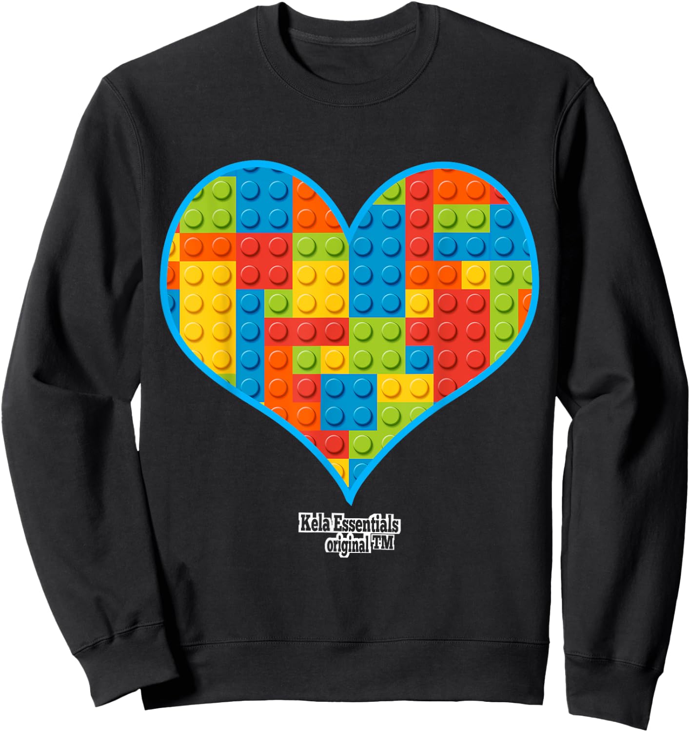Valentines Day For Boys Block Brick Heart Sweatshirt - Sweatshirt | Black