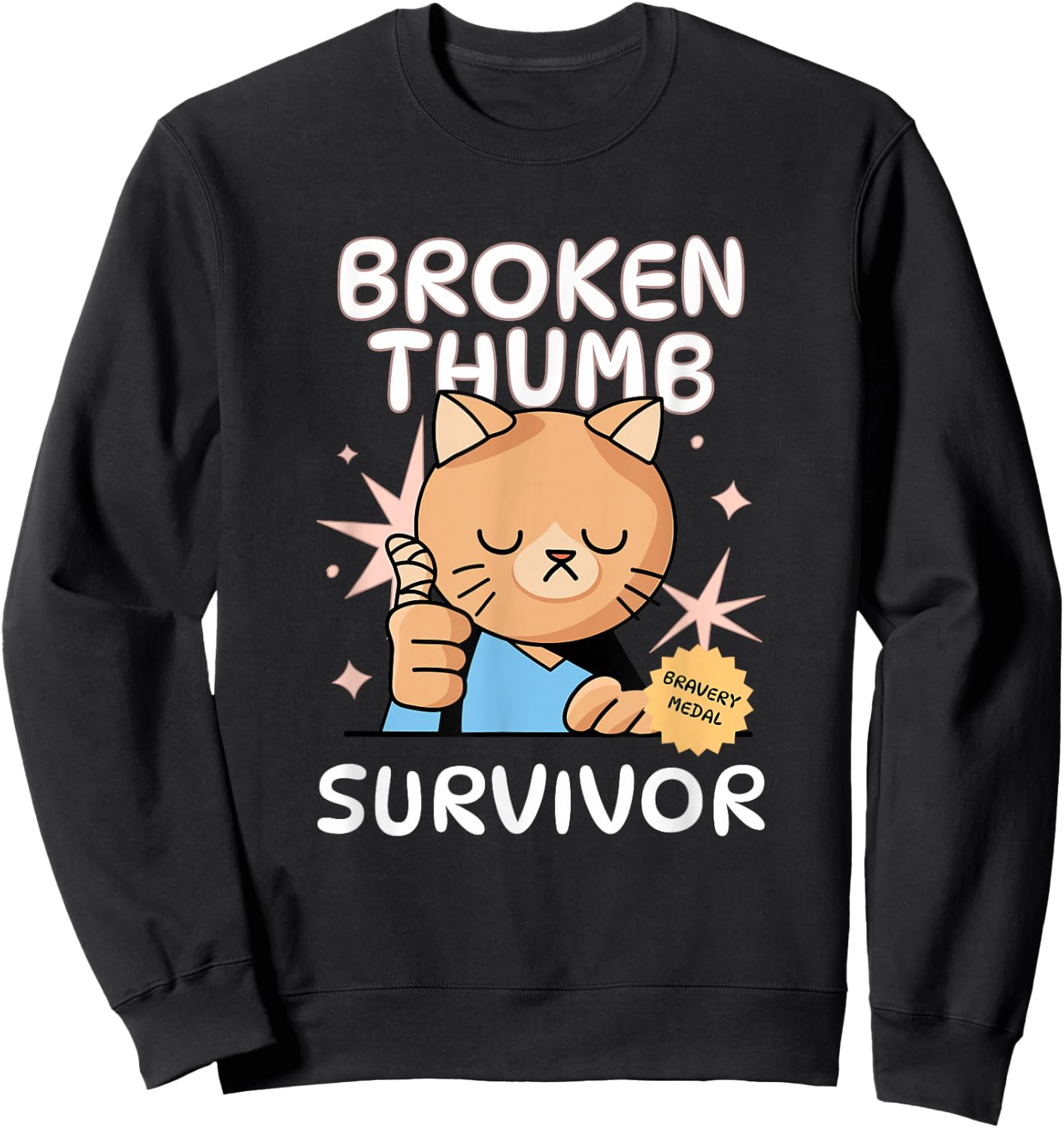 Broken Thumb Survivor | Broken Thumb Finger Sweatshirt - Sweatshirt | Black