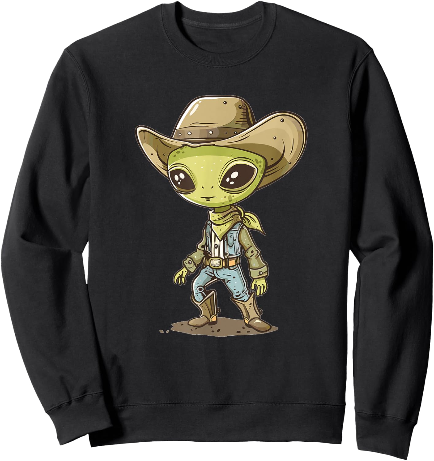 Cute Alien Cowboy Sweatshirt - Sweatshirt | Black