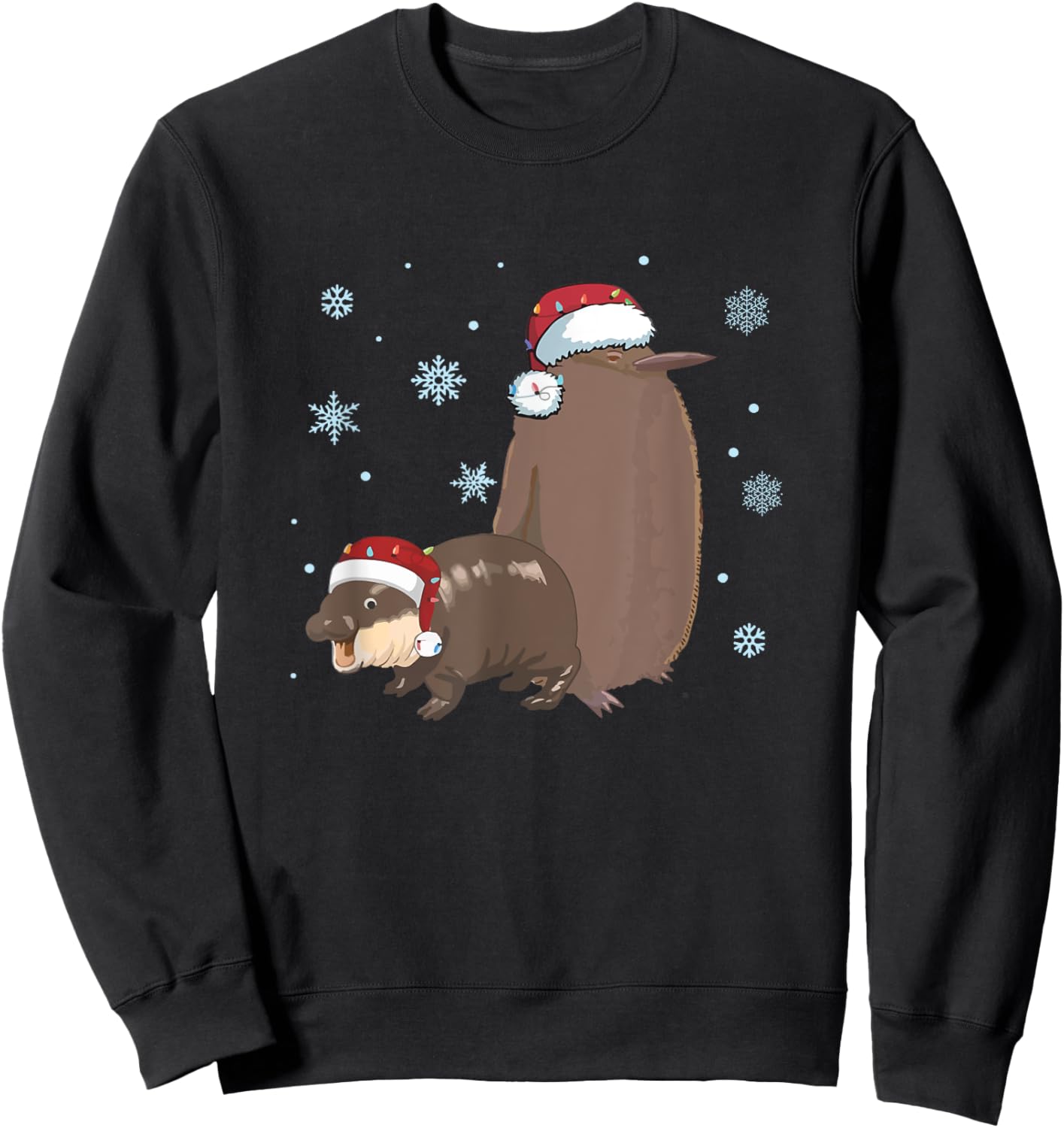 Christmas Pesto and Moo Deng Friendship Penguin and Hippo Sweatshirt - Sweatshirt | Black