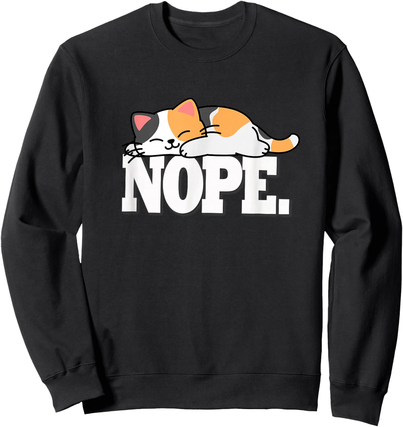 Kawaii Kids Girls NOPE Calico Cat Lover Sweatshirt - Sweatshirt | Black