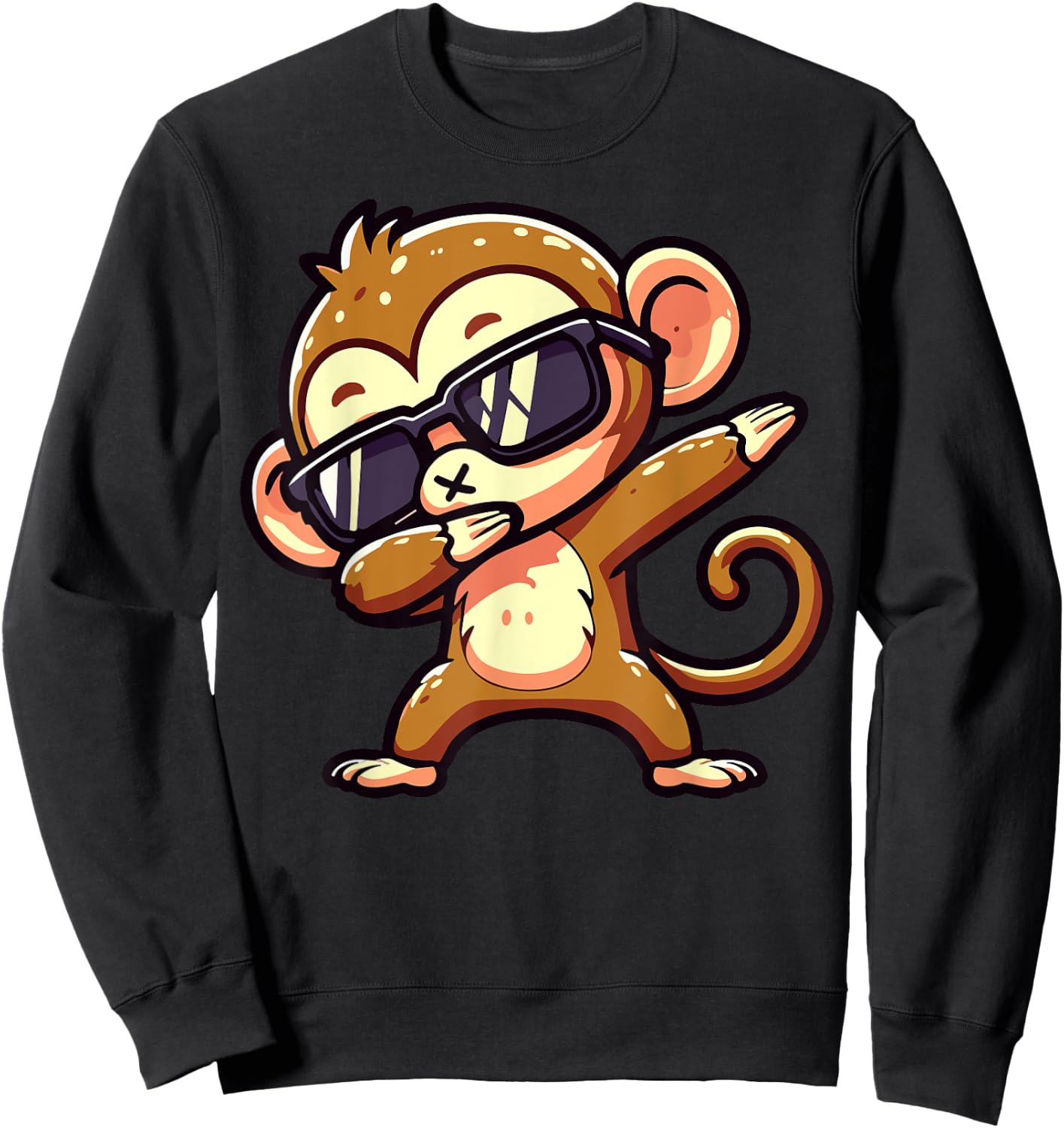 Dabbing Monkey Sunglasses Animal Dab Dance Sweatshirt - Sweatshirt | Black