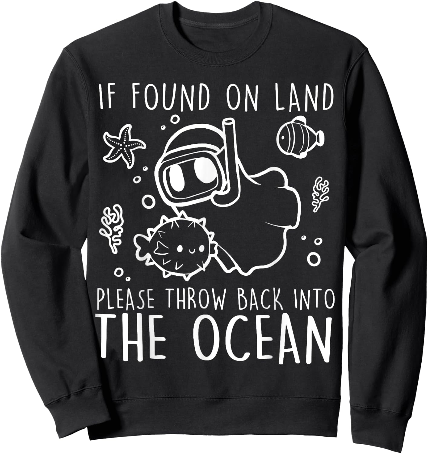 Halloween Boo Ghost Diver Scuba Diving Throw Back To Ocean Sweatshirt - Sweatshirt | Black
