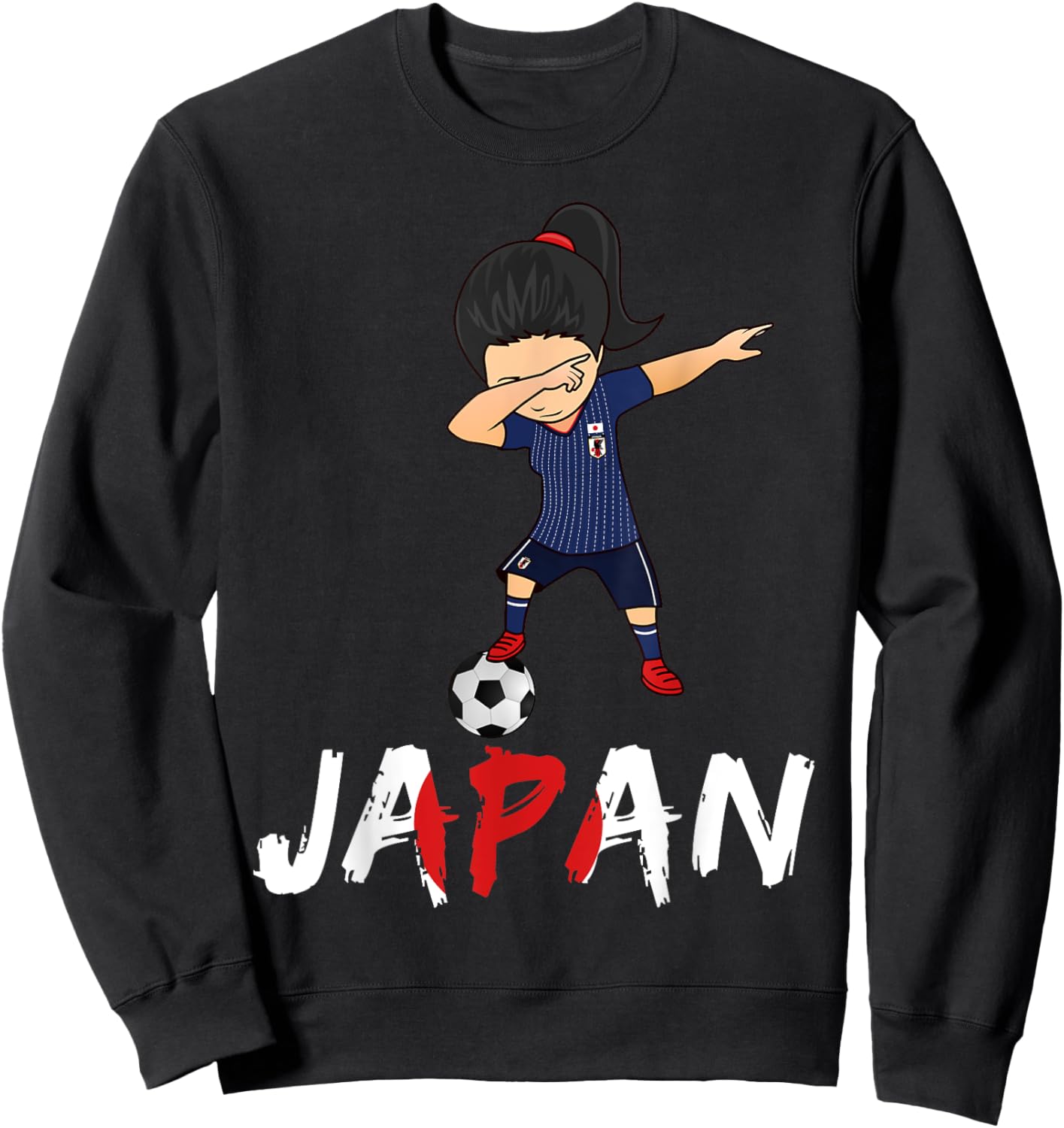 Japan Soccer Girl , Dabbing Football 2018 Jersey Sweatshirt - Sweatshirt | Black