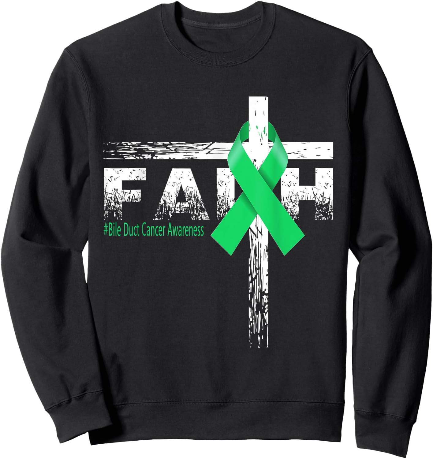 Bile Duct Cancer Awareness Christian Faith & Cross Sweatshirt - Sweatshirt | Black