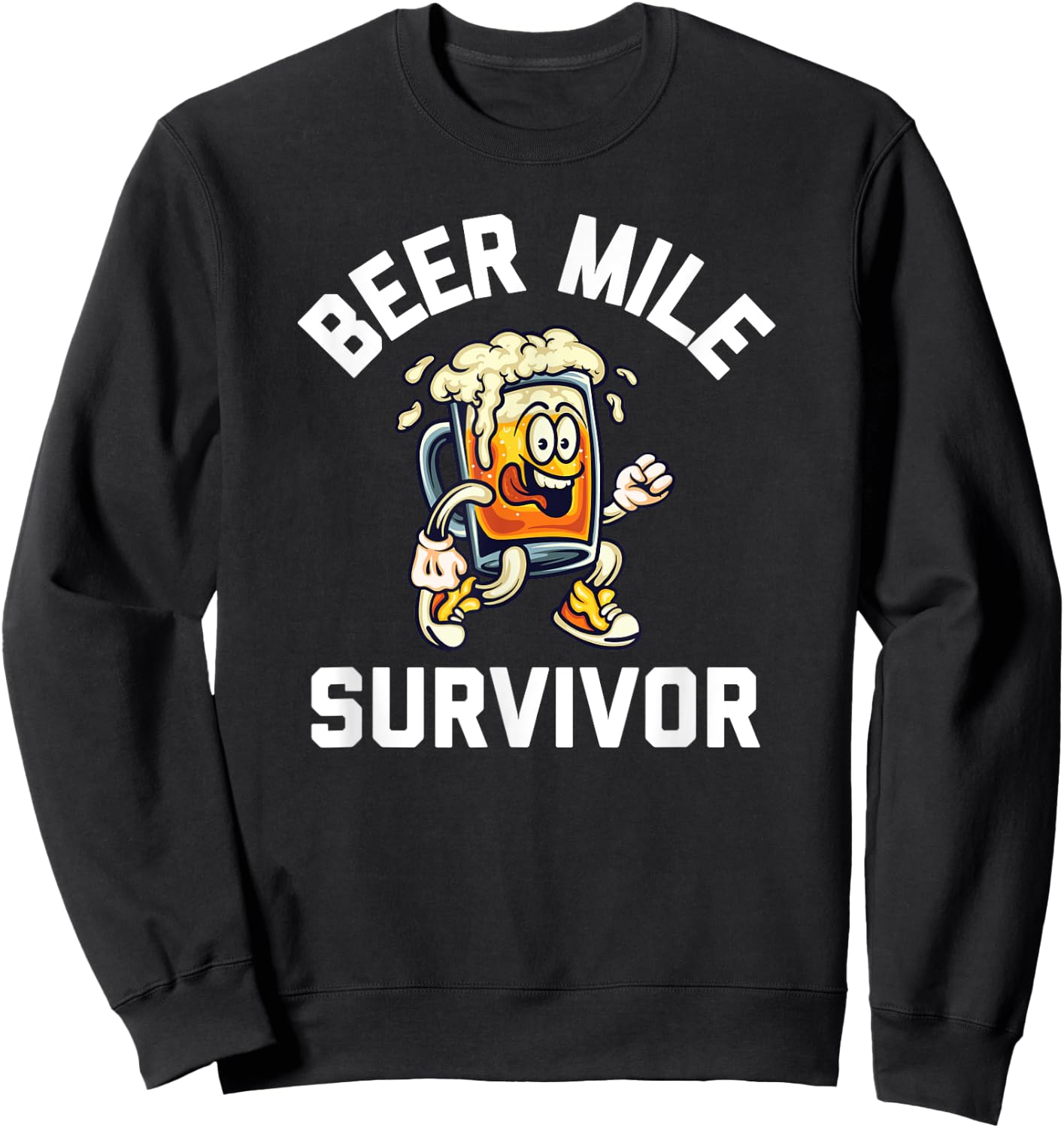 Beer Mile Survivor Funny Race Running Beer Drinkers Drinking Sweatshirt - Sweatshirt | Black