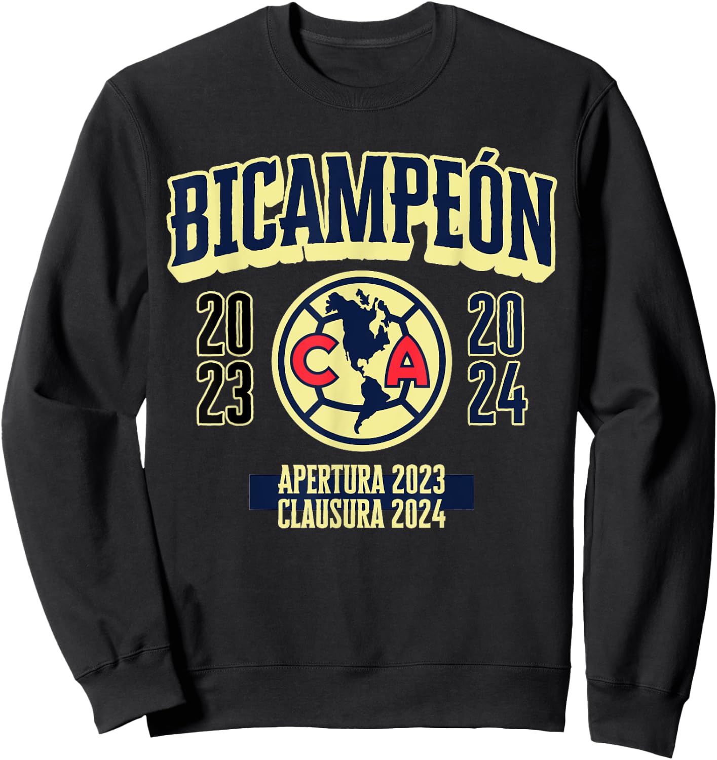Club America Bicampeon Torneo Apertura 2023 - Clausura 2024 Sweatshirt - Sweatshirt | Black