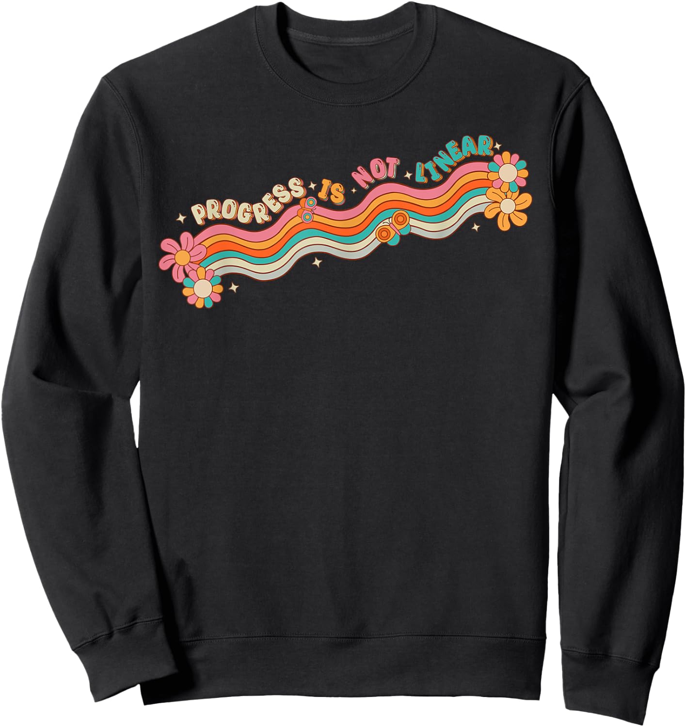 Progress Is Not Linear Teacher Student Back To School Retro Women Girls Kids Sweatshirt - Sweatshirt | Black