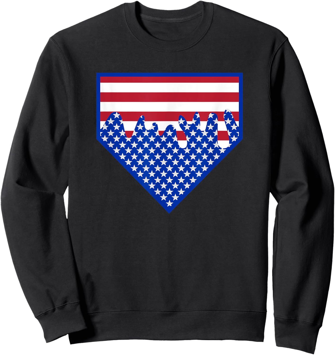 Funny Home Plate Drip - USA Ice Cream Softball & Baseball Men Women Girls Kids Sweatshirt - Sweatshirt | Black