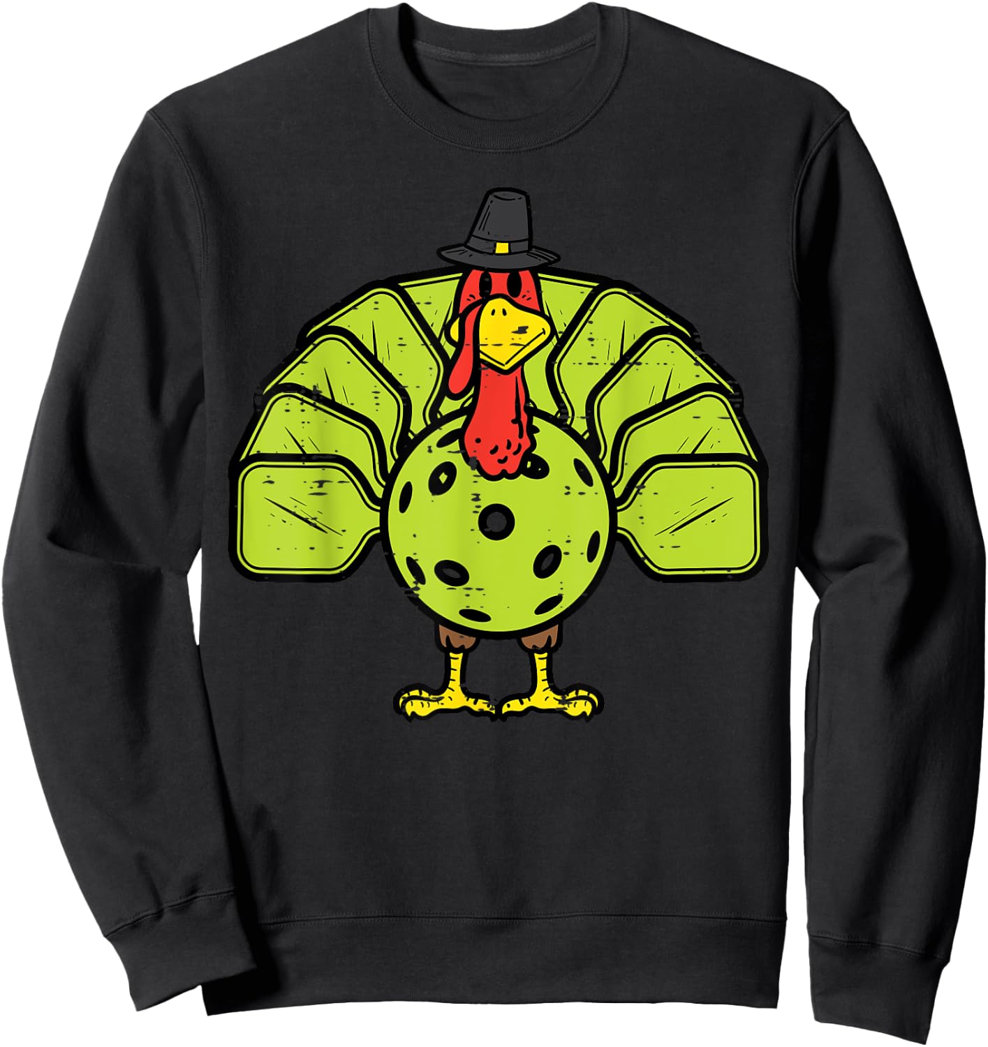 Thanksgiving Turkey Pickleball Pickle Ball Men Women Kids Sweatshirt - Sweatshirt | Black