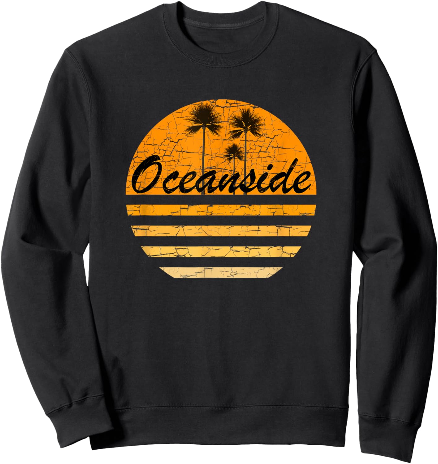 Oceanside, CA Vintage Retro 70s Throwback Surf Sweatshirt - Sweatshirt | Black
