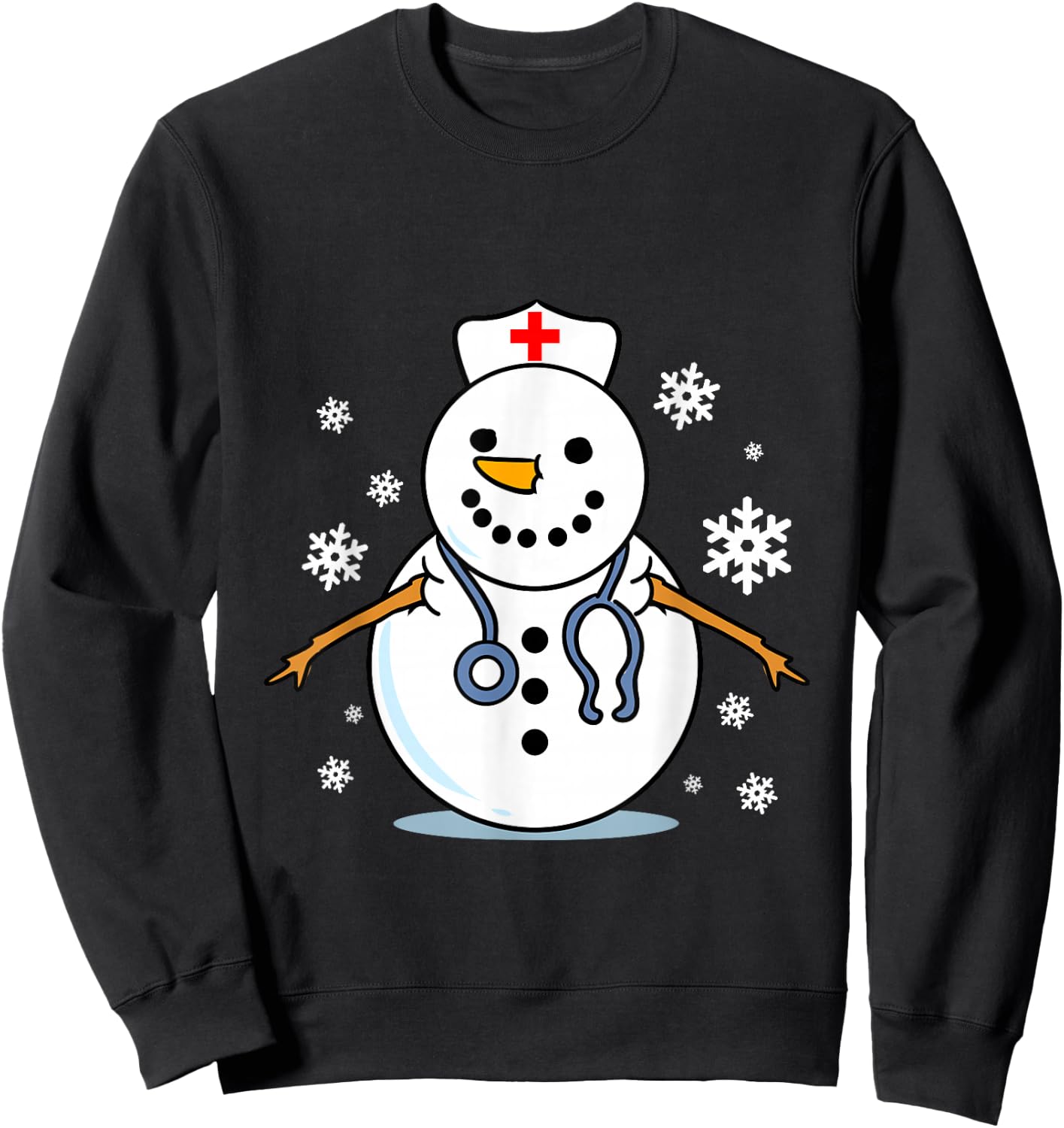 Nurse Snowman Christmas Sweatshirt - Sweatshirt | Black