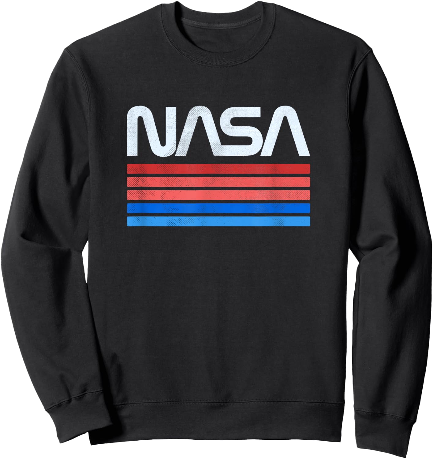 60s 70s Vintage Retro NASA Worm Logo Vintage NASA Gift , Small, Black Sweatshirt - Sweatshirt | Black
