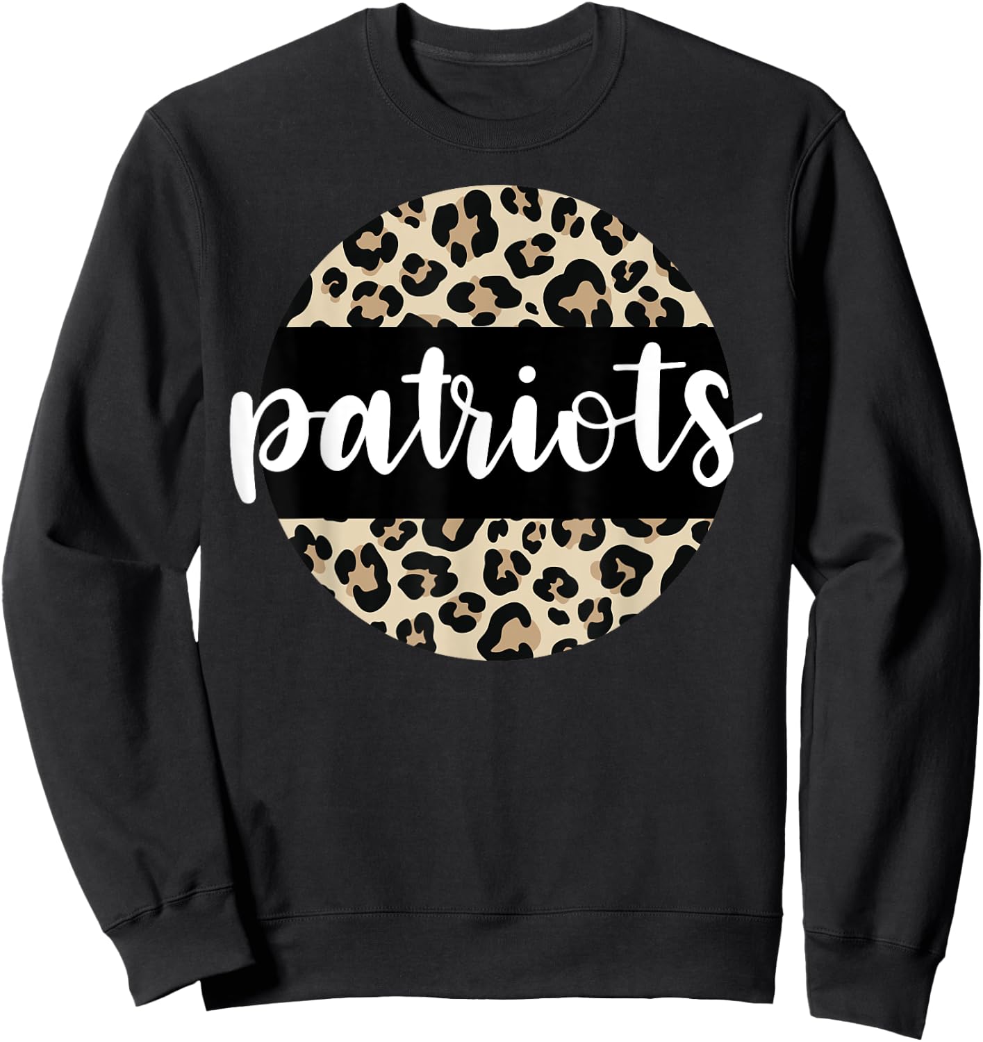Leopard Print Patriots Team Mascot School Spirit Game Night Sweatshirt - Sweatshirt | Black