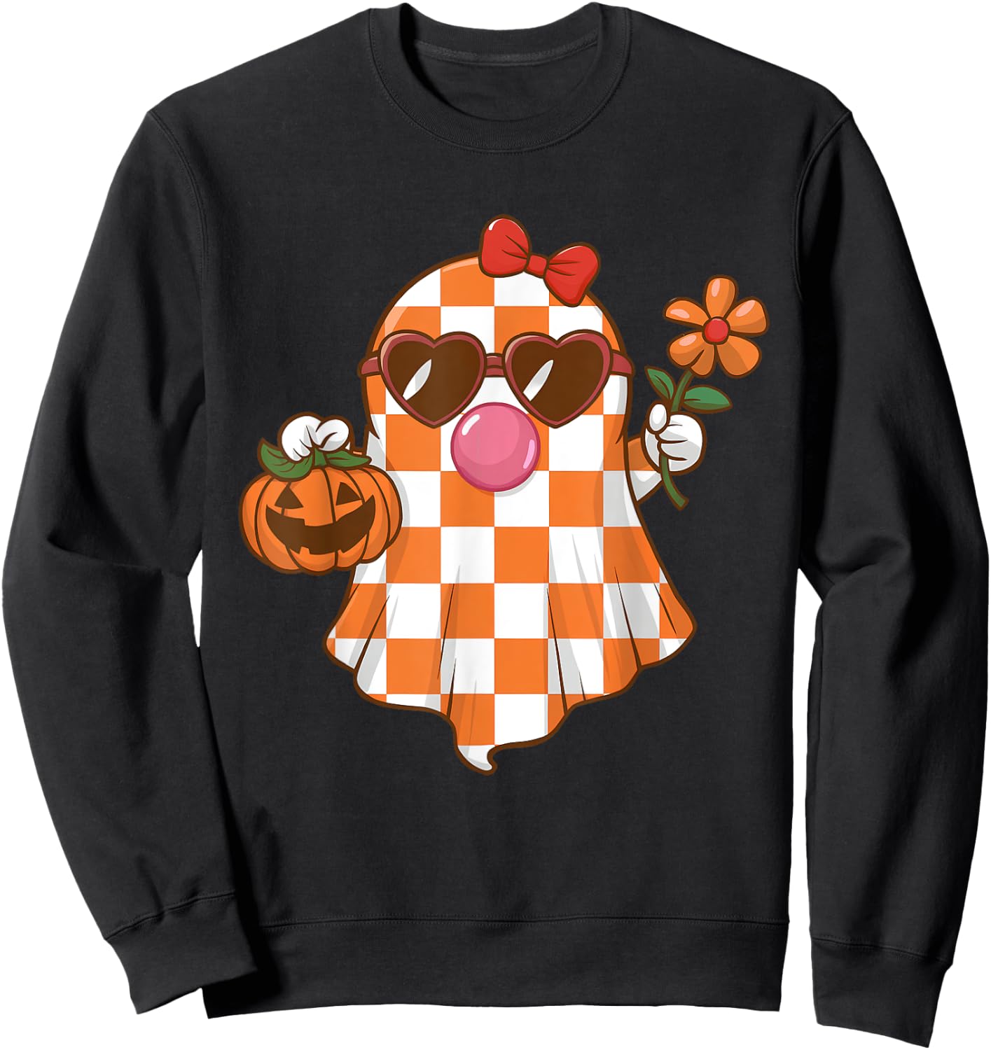 Cute Ghost Blowing Bubble Halloween Bougie Costume Girls Kid Sweatshirt - Sweatshirt | Black