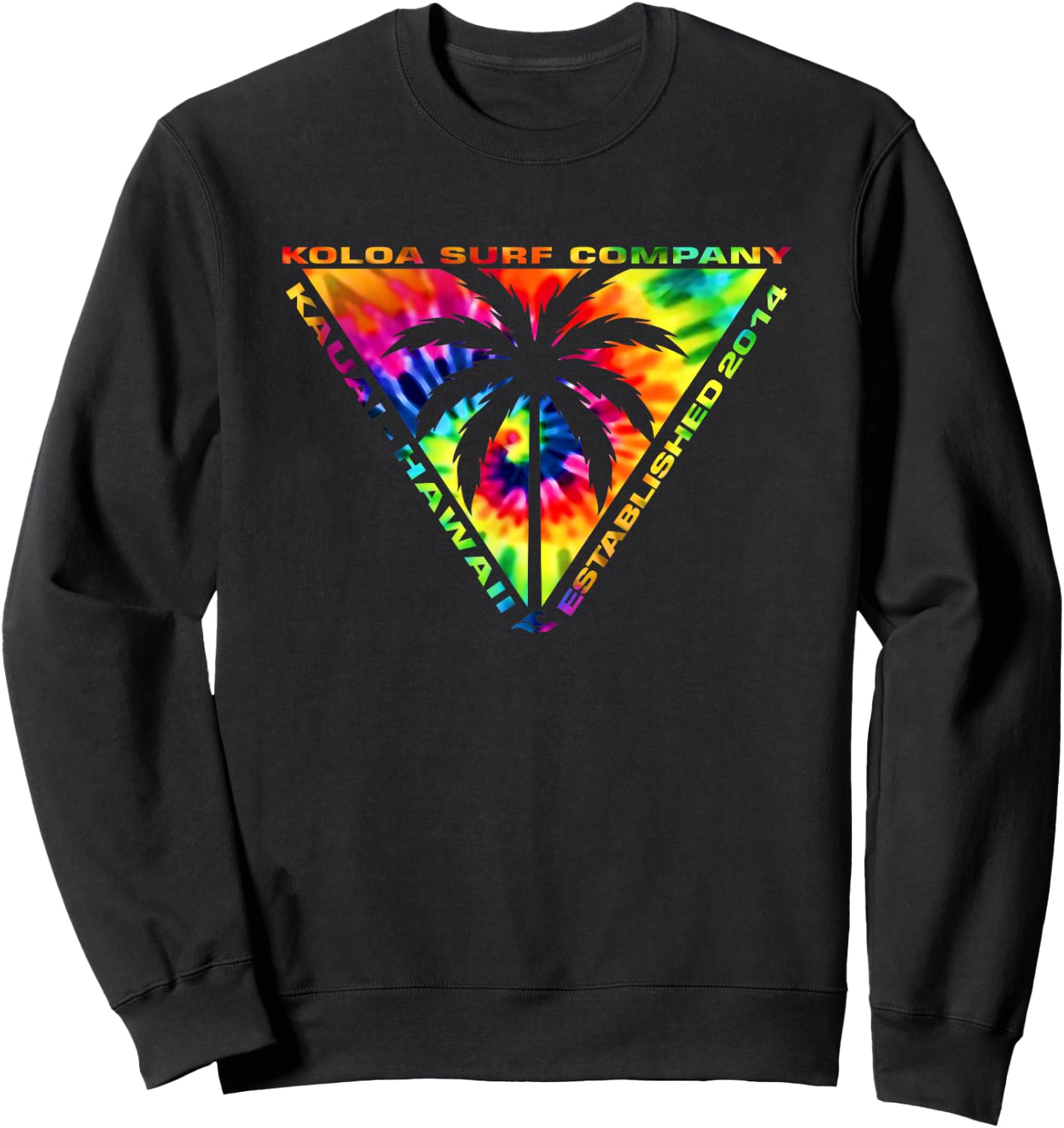 Koloa Surf Triangulated Palm Tie Dye Logo Surf Graphic Sweatshirt - Sweatshirt | Black